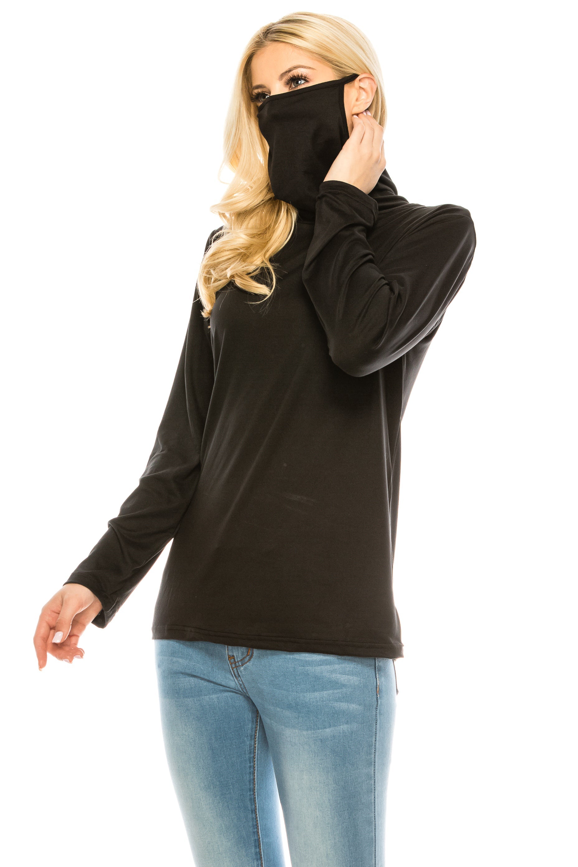 Haut Edition Cowl Neck Tee with Mask