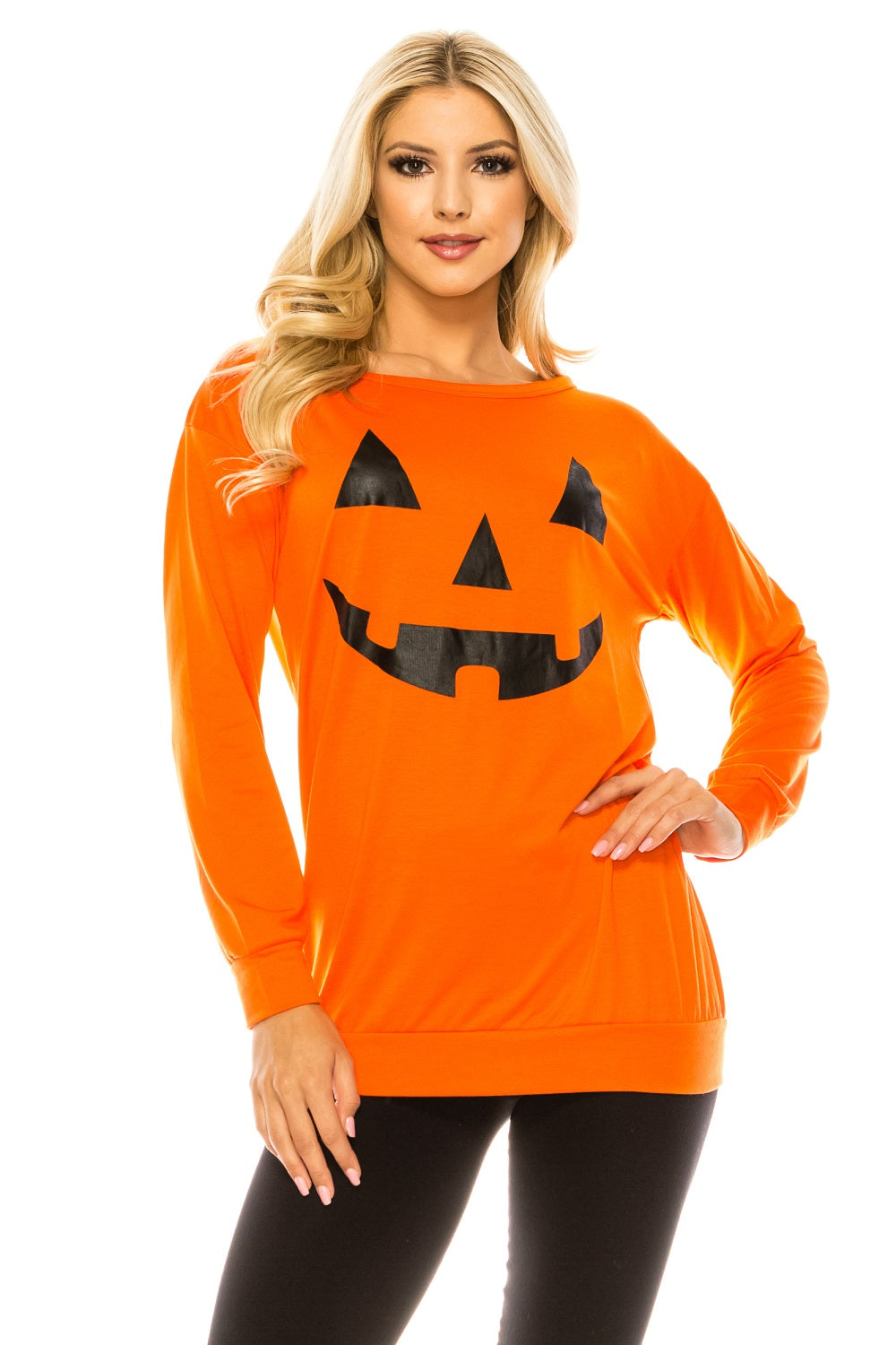 Haute Edition Plus Size Halloween Pumpkin Graphic Tee for Women