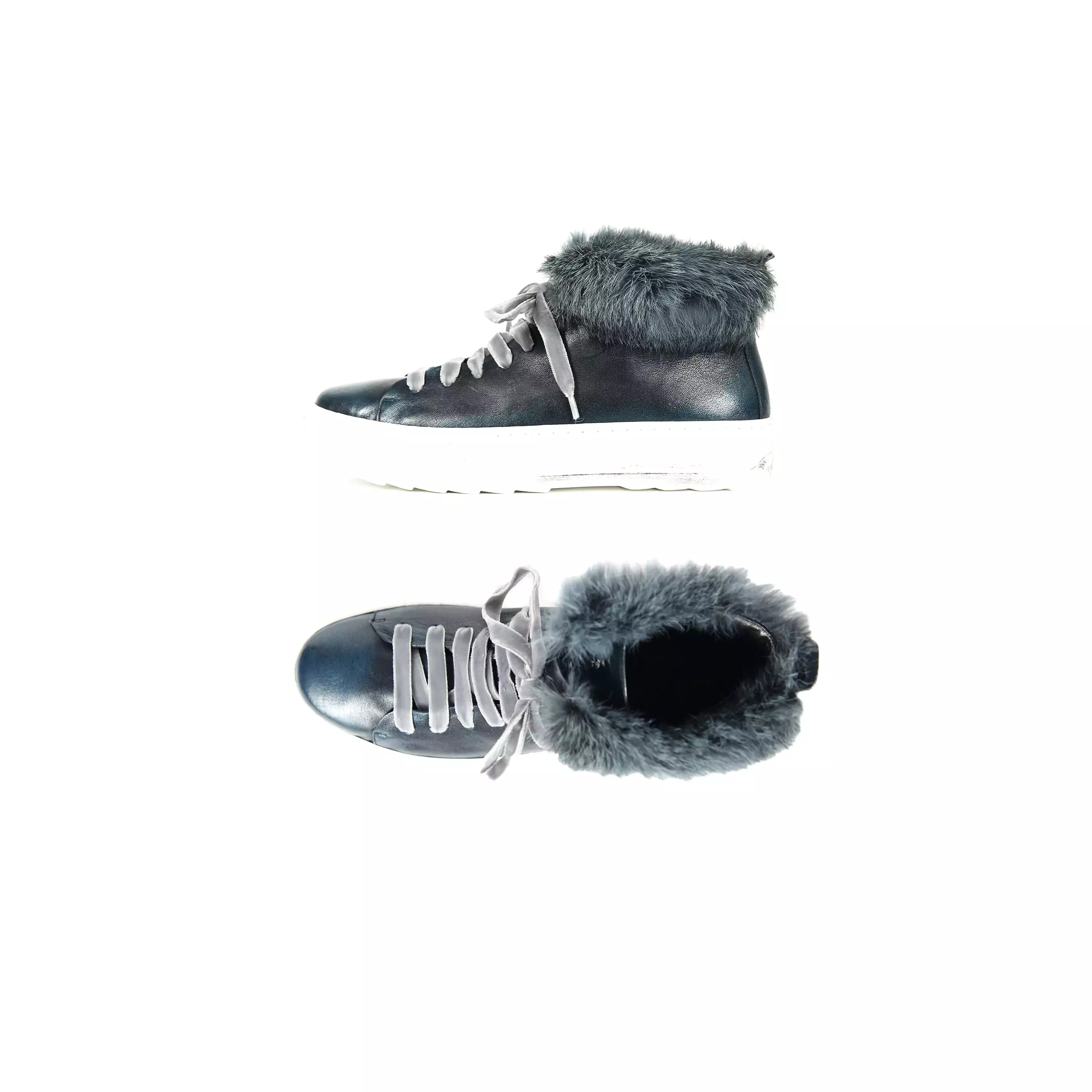 High Fur Sneakers Deep Blue