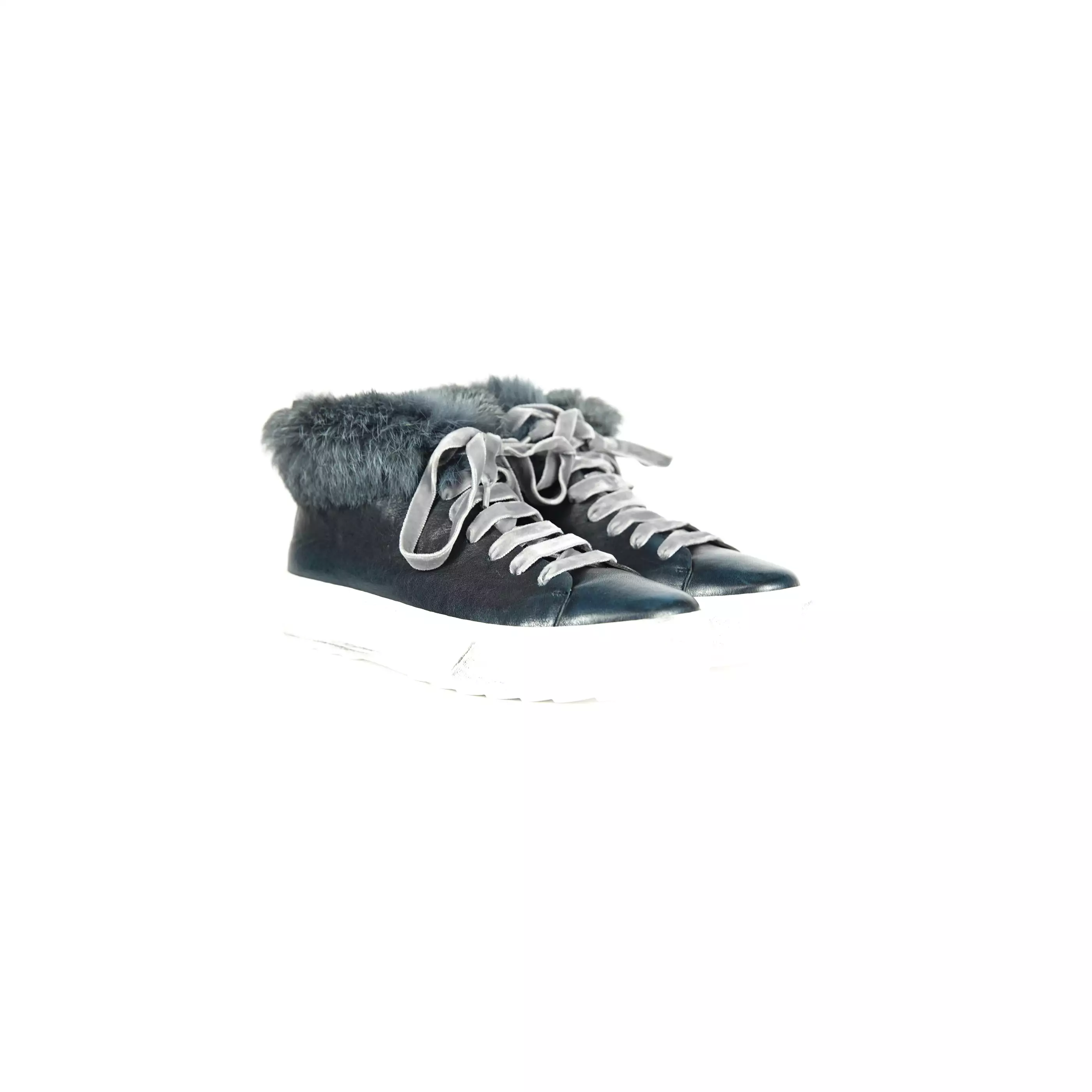 High Fur Sneakers Deep Blue