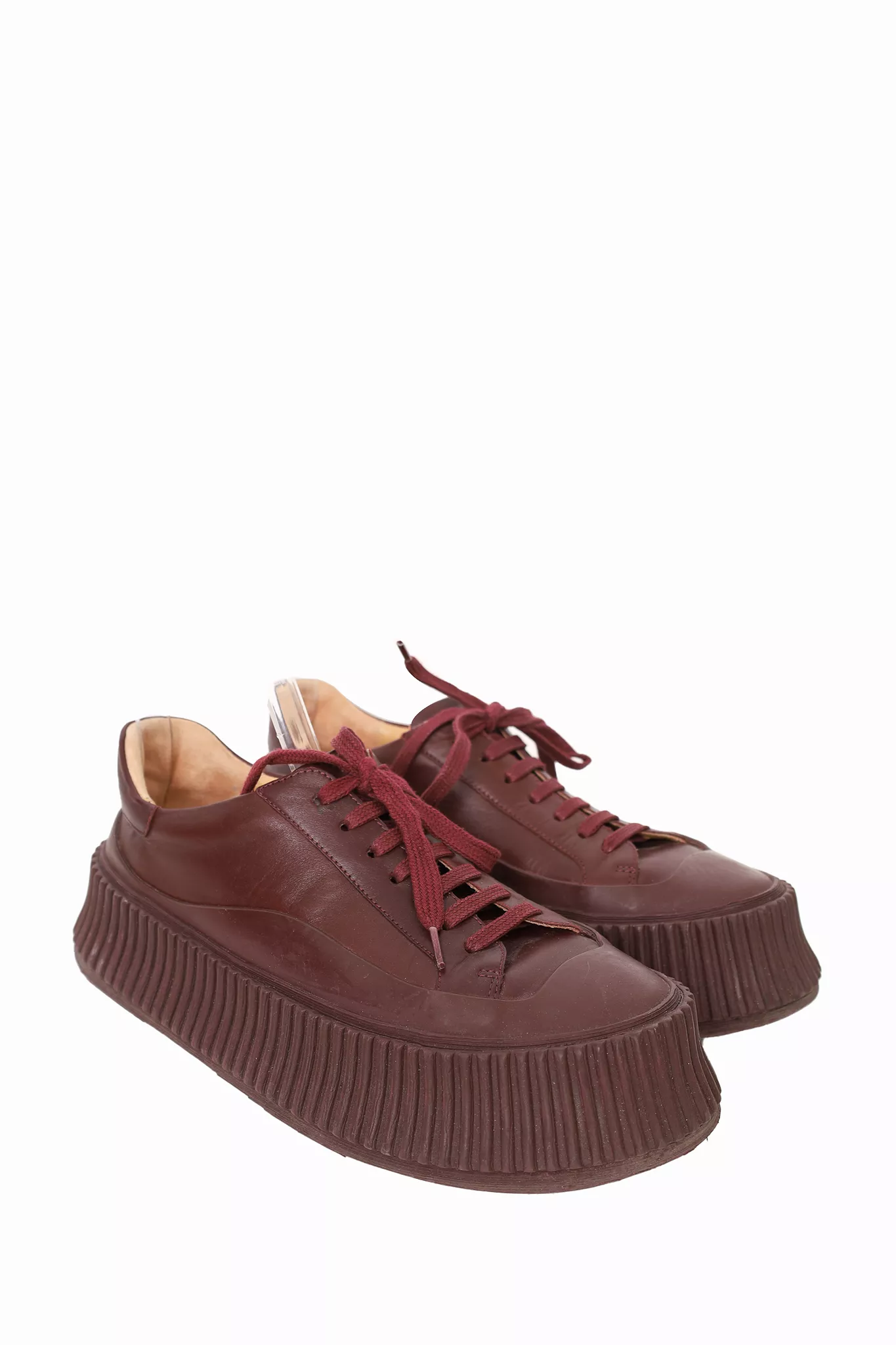 Jil Sander Burgundy Leather Platform Sneaker size 37 - Buy Now