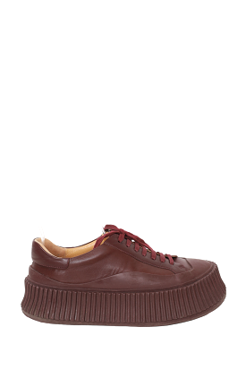 Jil Sander Burgundy Leather Platform Sneaker size 37 - Buy Now