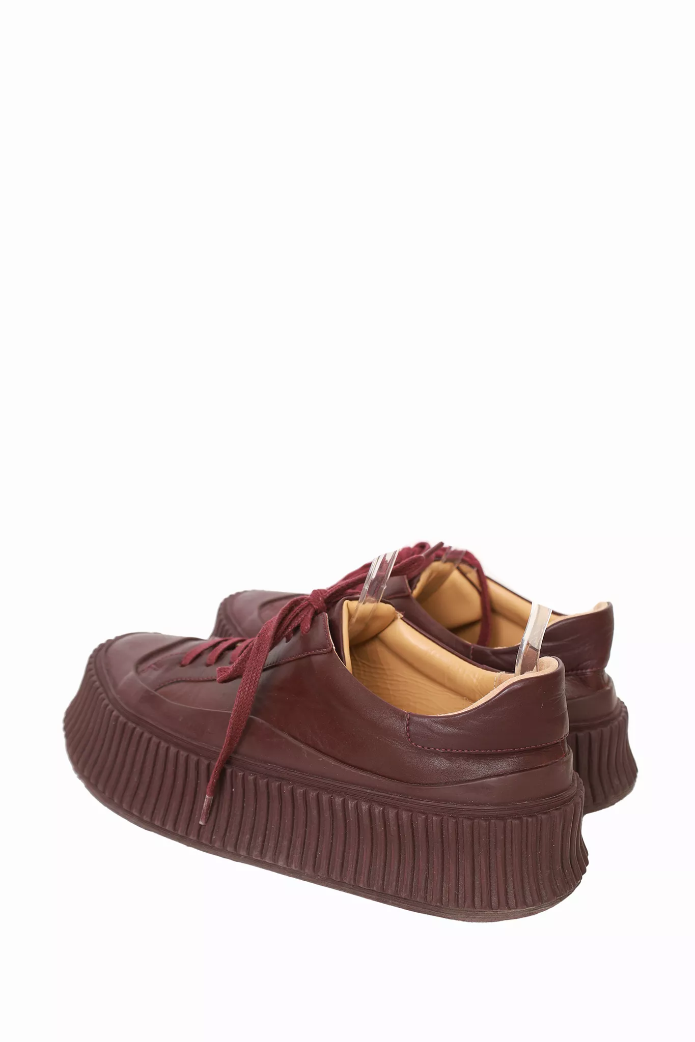 Jil Sander Burgundy Leather Platform Sneaker size 37 - Buy Now