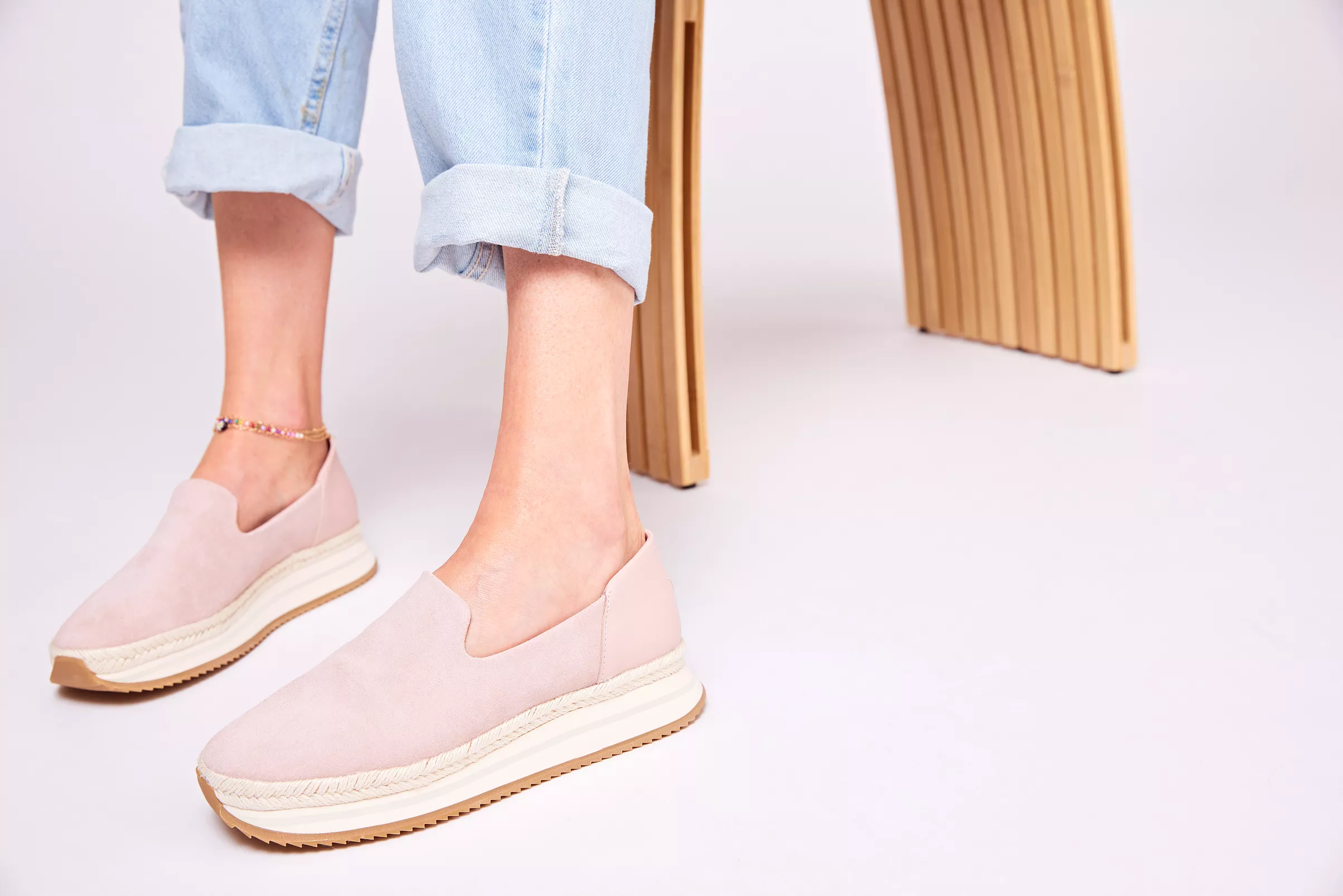 Jocelyn Ballet Pink Espadrille Sneaker in Suede/Leather