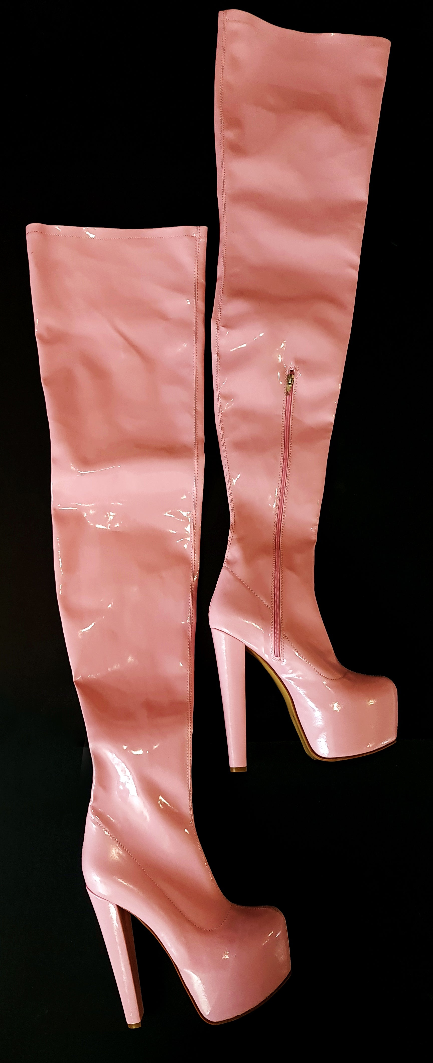 Light Pink Gloss Over the Knee Boots