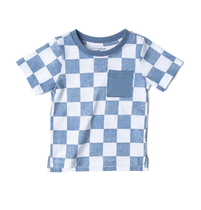 Little Bipsy Checkered Tee Sky Blue - Kids Clothing