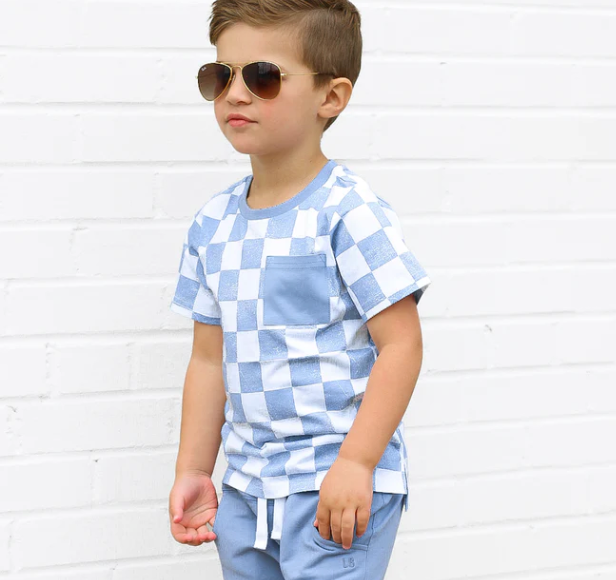 Little Bipsy Checkered Tee Sky Blue - Kids Clothing