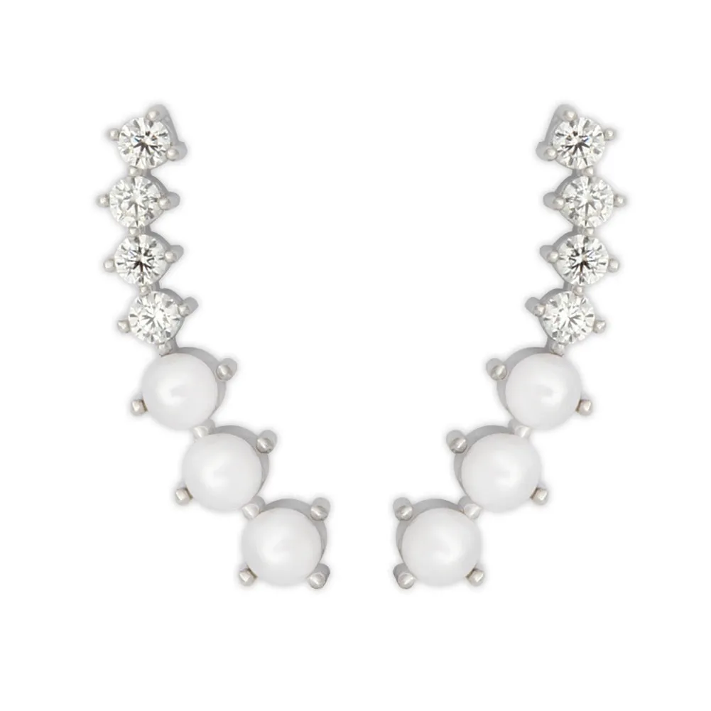 Little CZ and Imitation Pearls Ear Climber