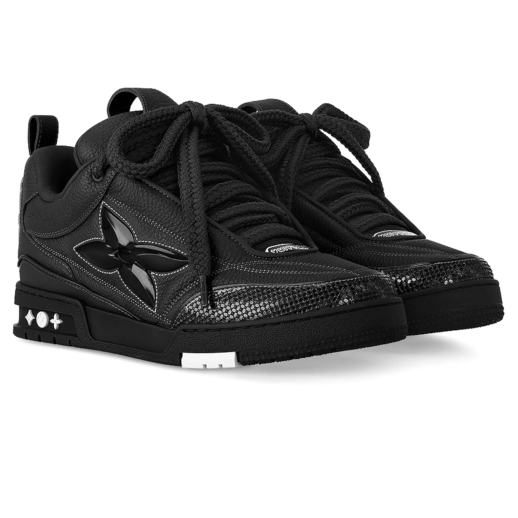 Louis Vuitton black skate sneakers, grained leather trainers