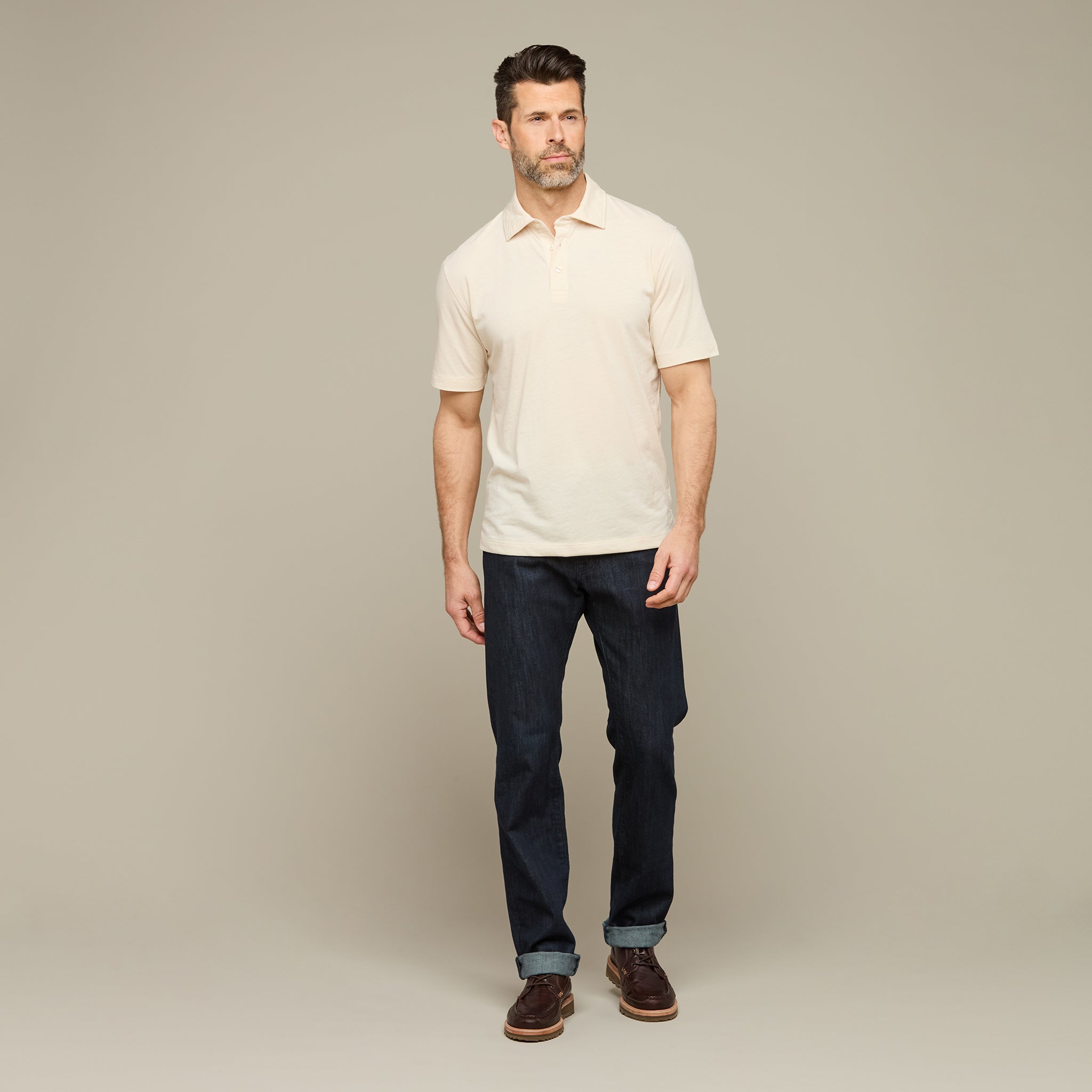 Lucchese Cream Pima Blend Polo