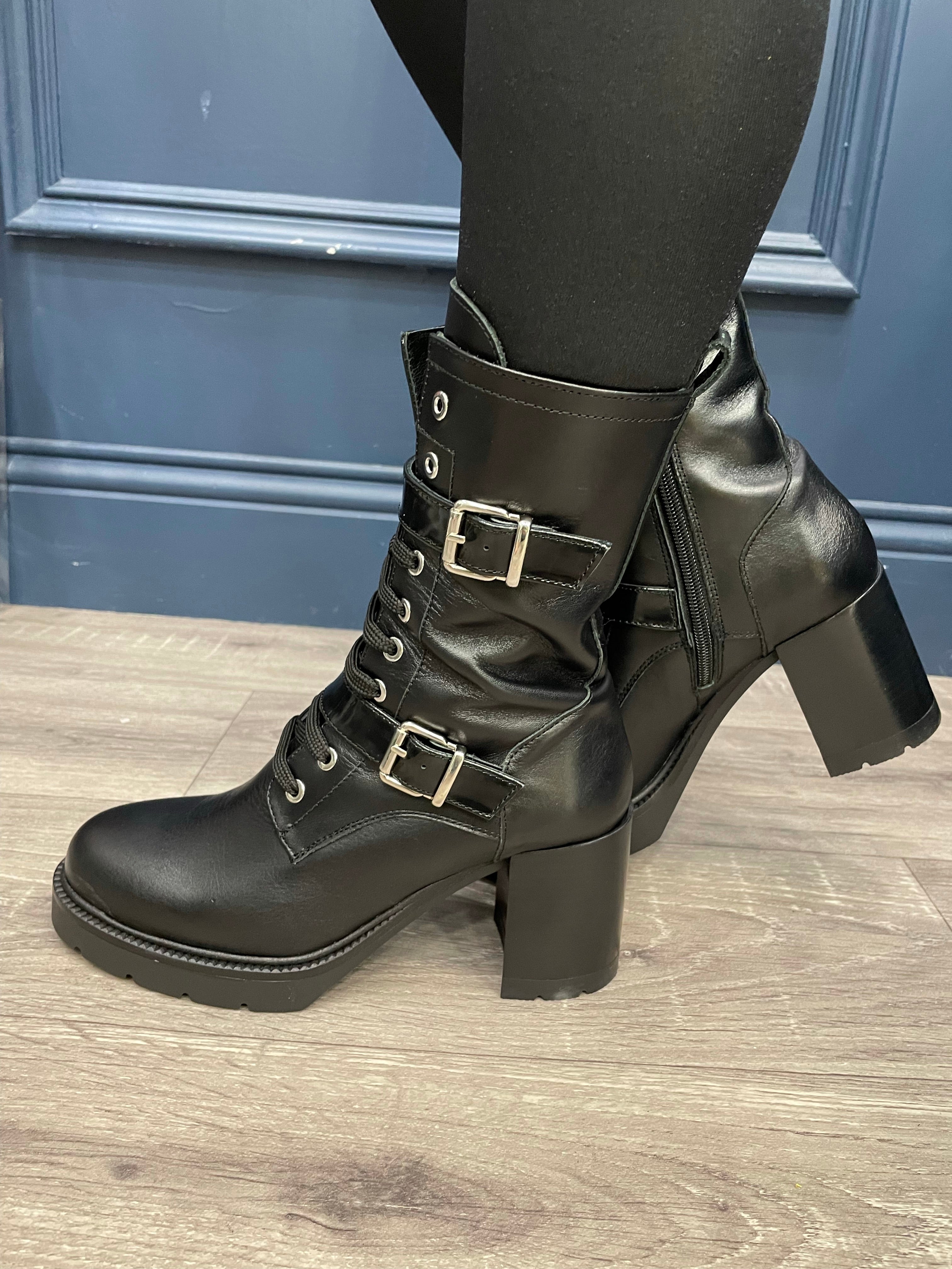 Marian Black High-Heeled Boot