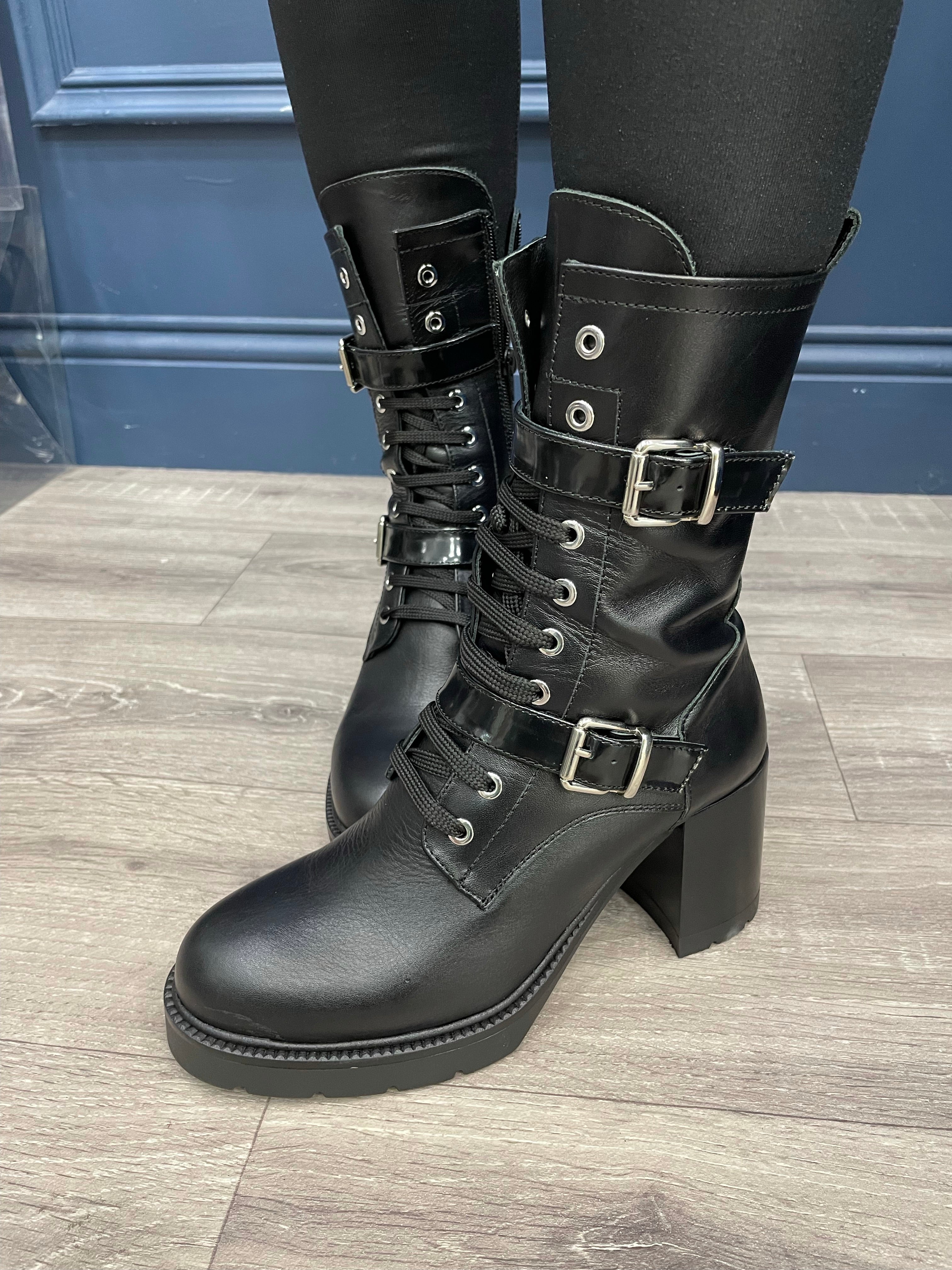 Marian Black High-Heeled Boot