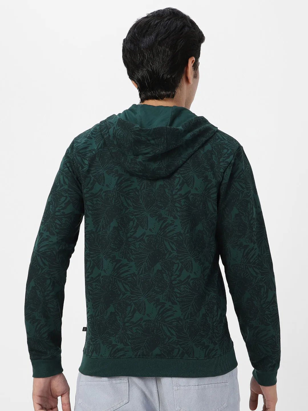 Men's Dark Green Regular Fit Winter Hooded Sweatshirt