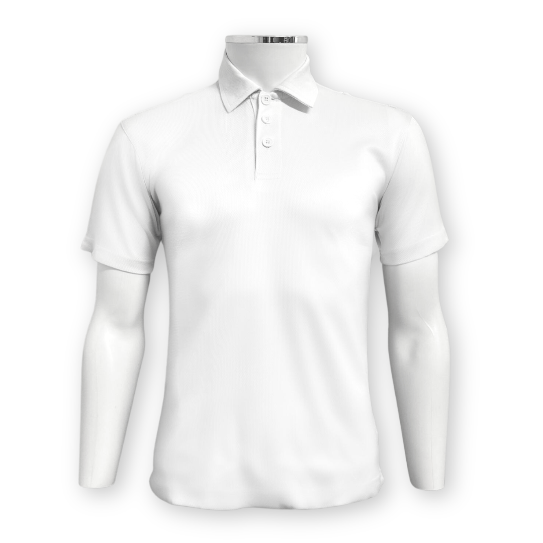 Op Zulu white short sleeve polo shirt.