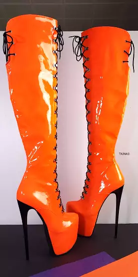 Orange Military Style High Heel Boots