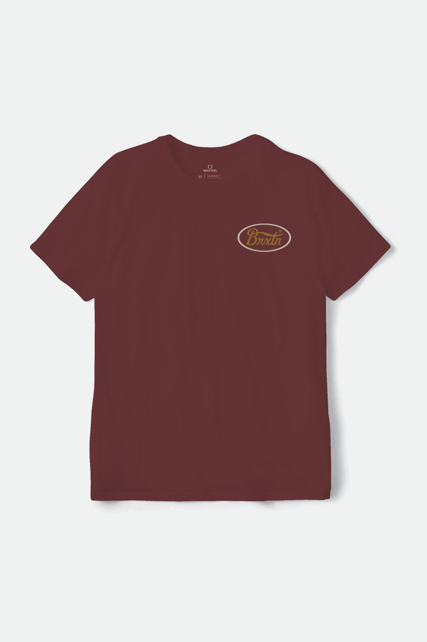 Parsons Short Sleeve Tailored Tee - Dark Burgundy Golden Brown Beige