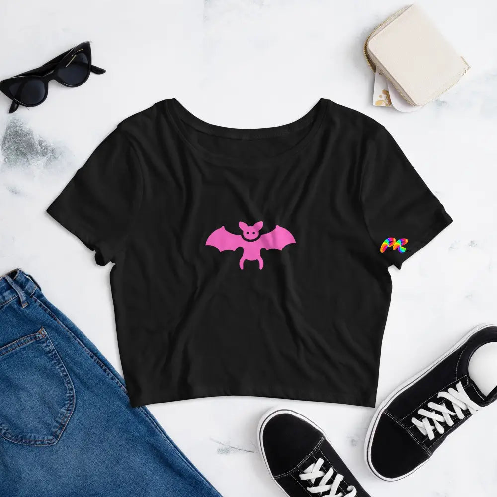 Pink Bat Ladies' Crop T-Shirt