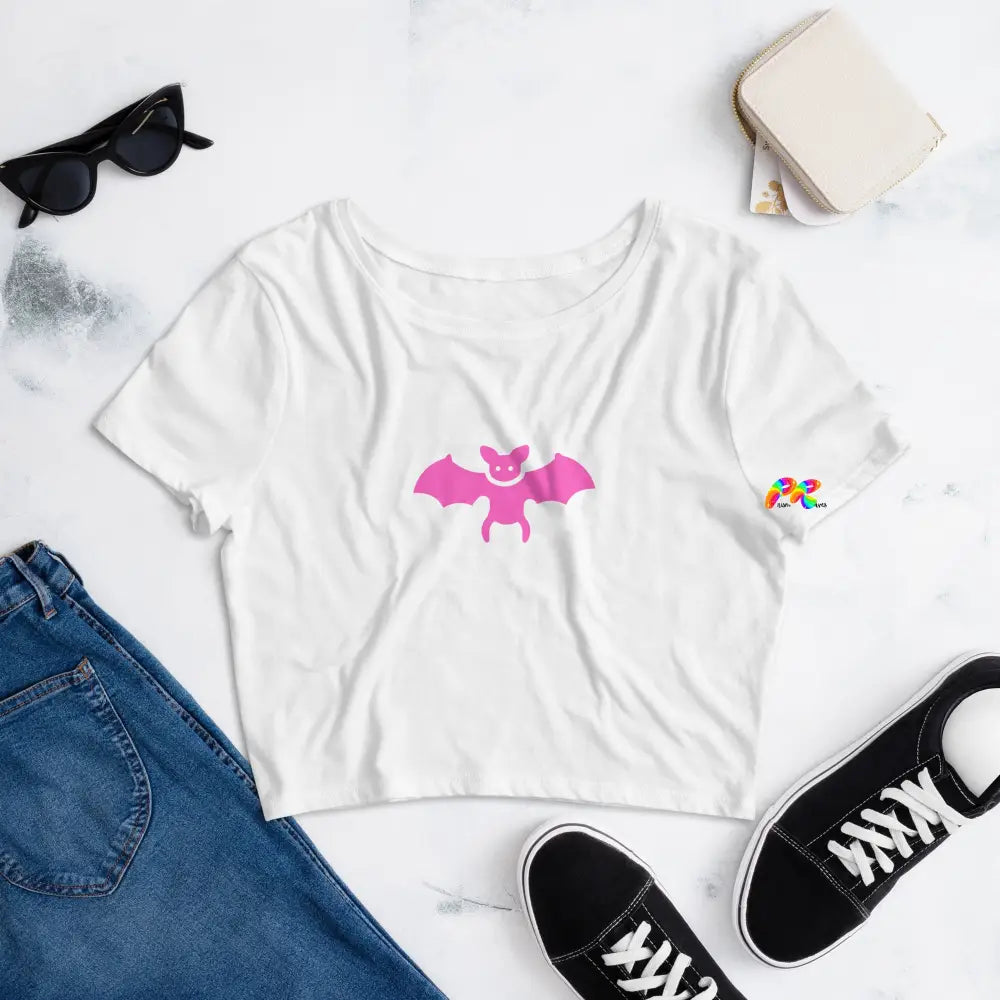 Pink Bat Ladies' Crop T-Shirt