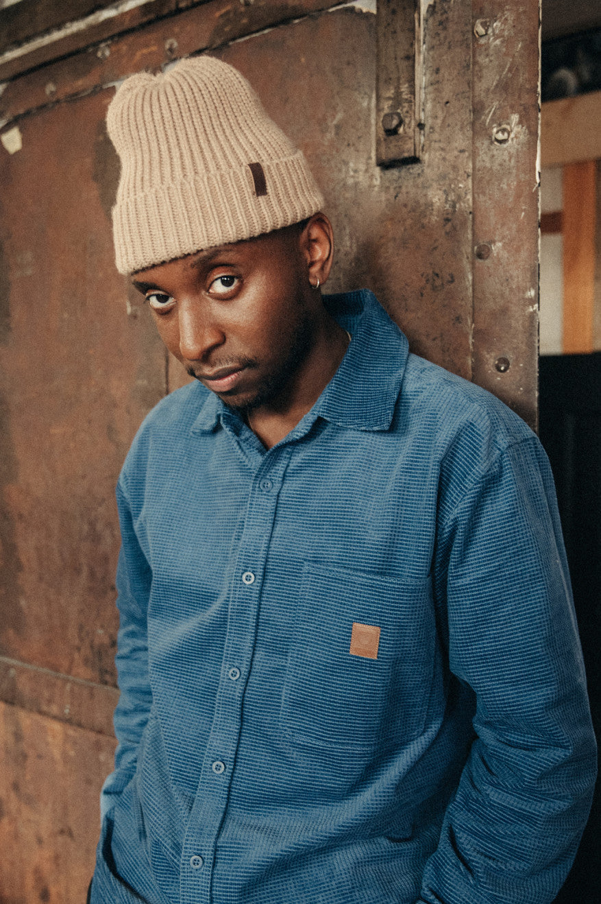 Porter Long Sleeve Waffle Corduroy in Joe Blue