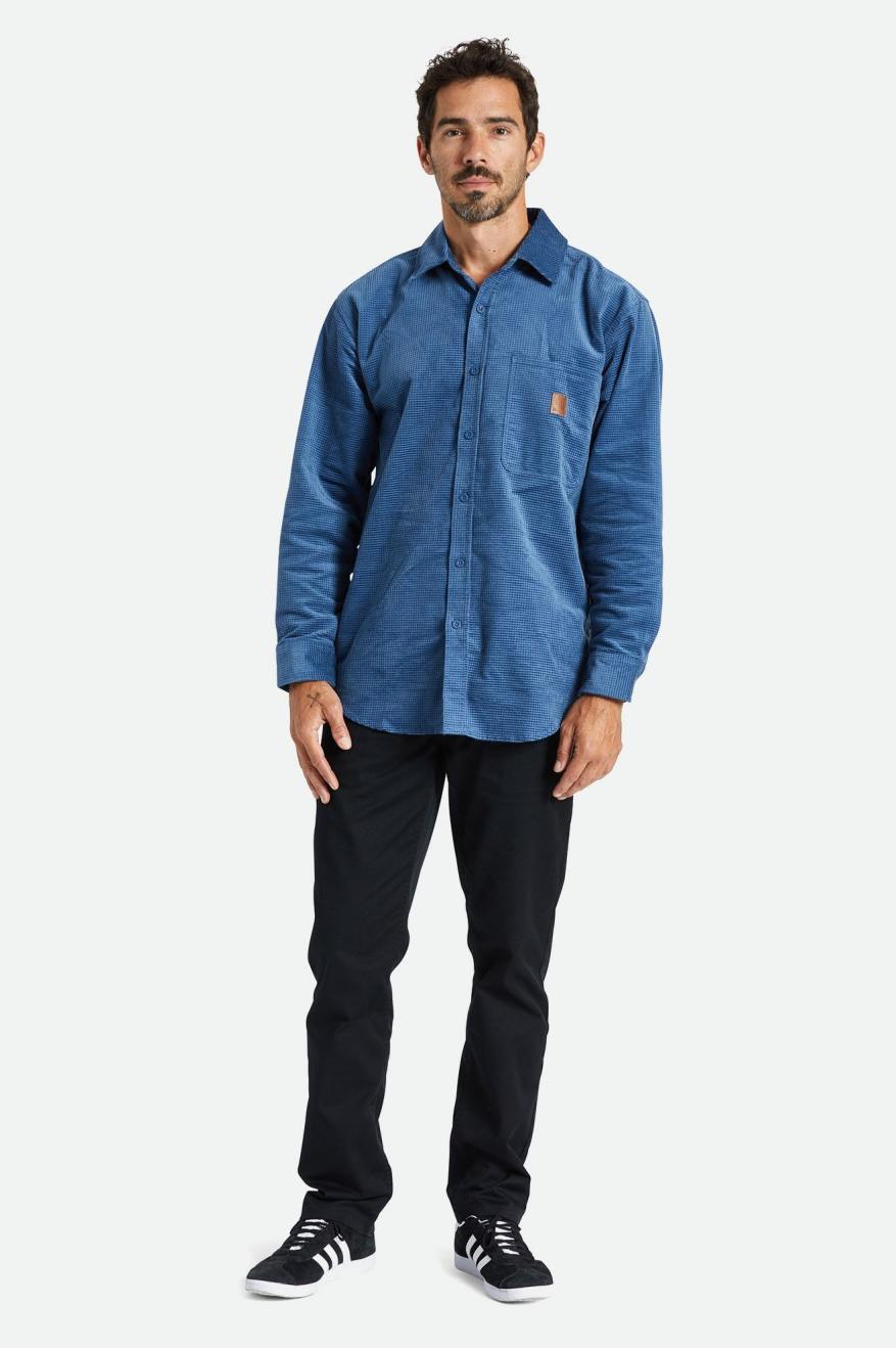 Porter Long Sleeve Waffle Corduroy in Joe Blue