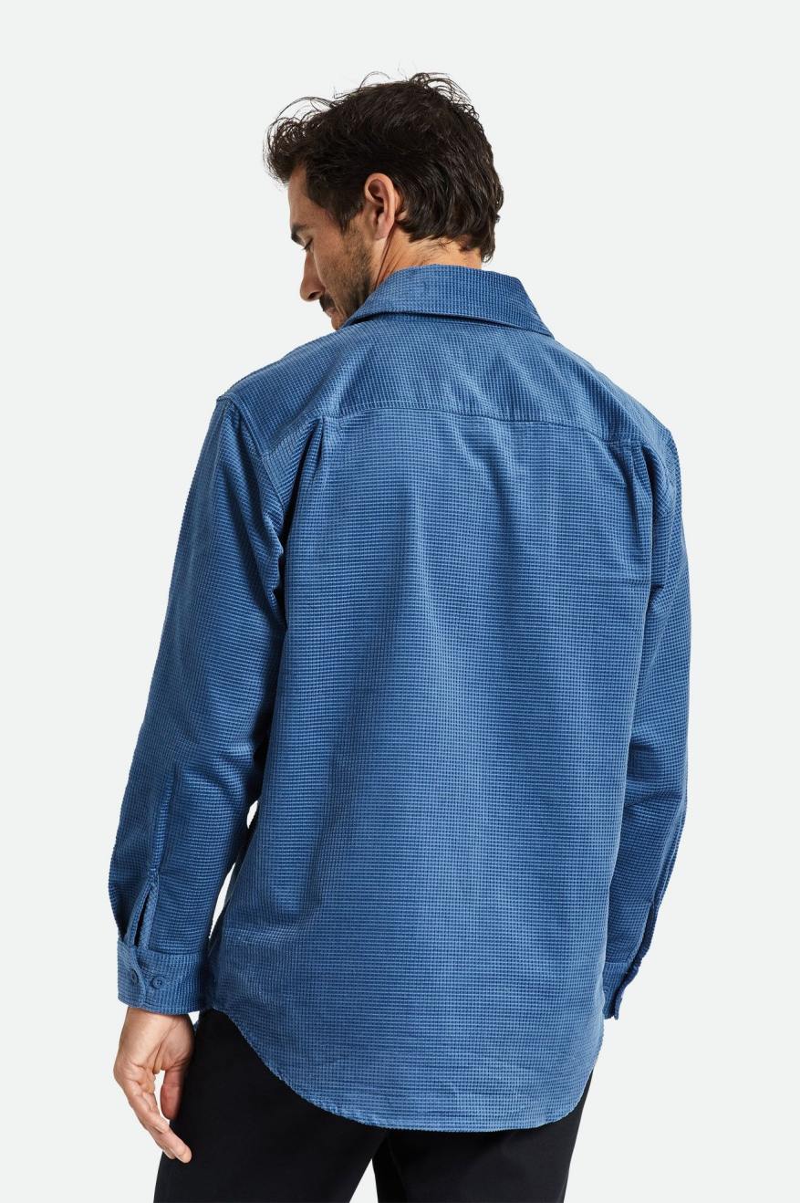 Porter Long Sleeve Waffle Corduroy in Joe Blue