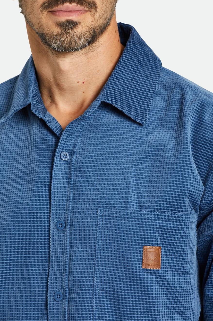 Porter Long Sleeve Waffle Corduroy in Joe Blue