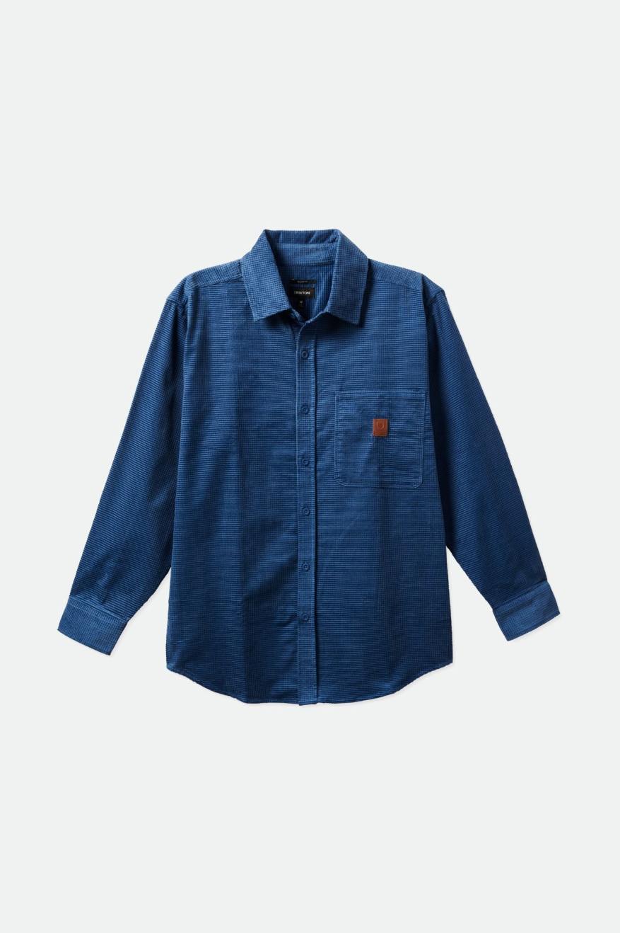 Porter Long Sleeve Waffle Corduroy in Joe Blue