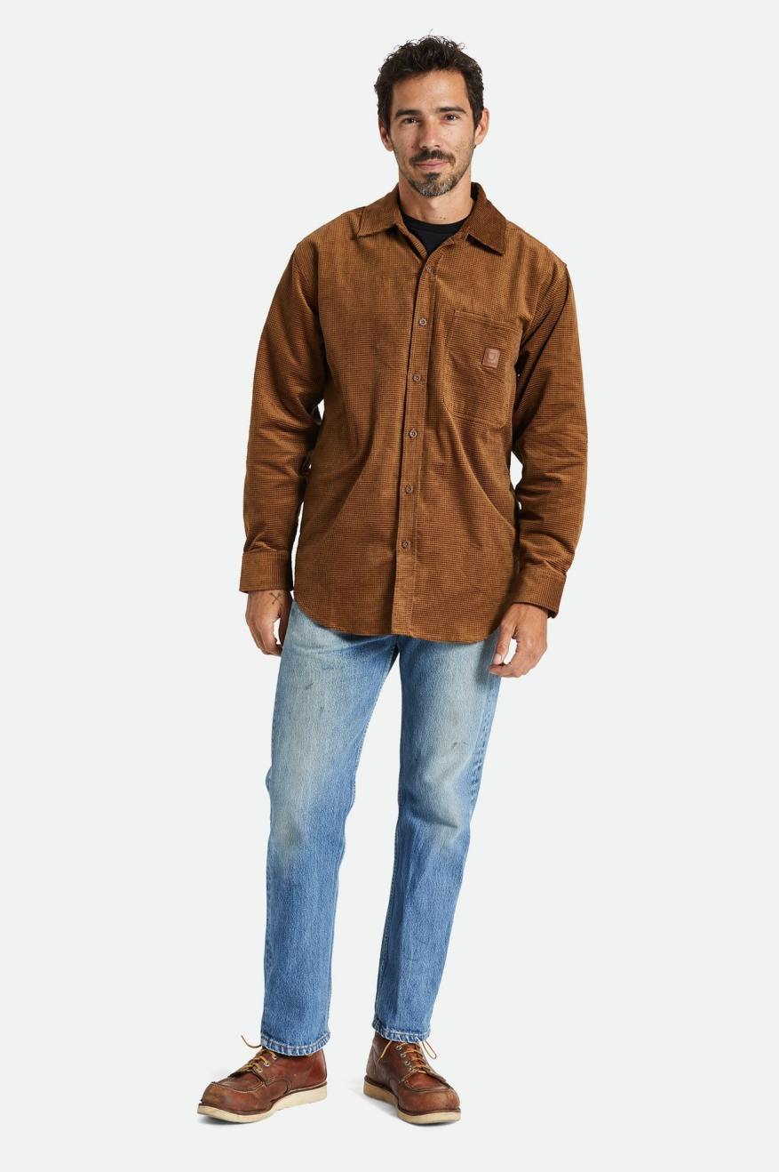 Porter Long Sleeve Waffle Corduroy Shirt - Bison