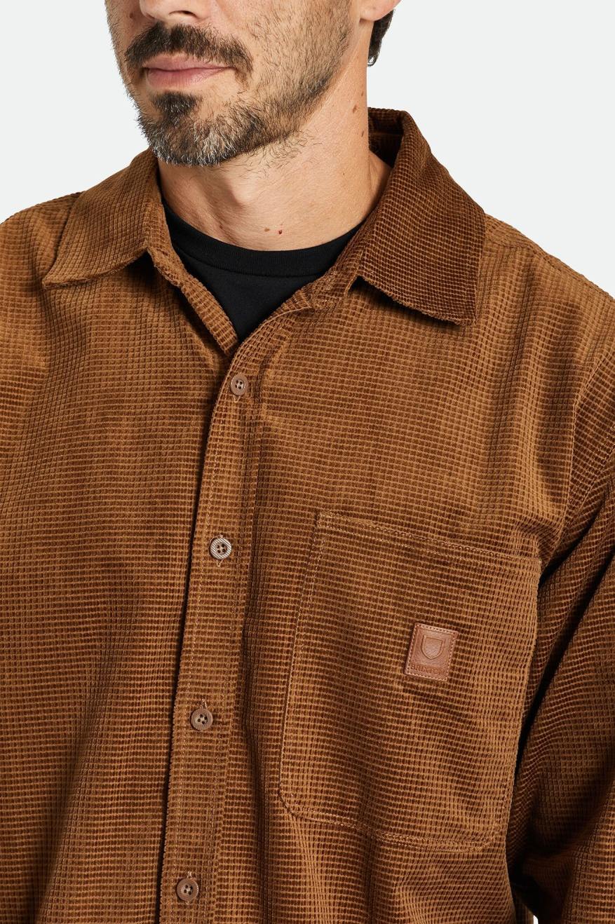 Porter Long Sleeve Waffle Corduroy Shirt - Bison