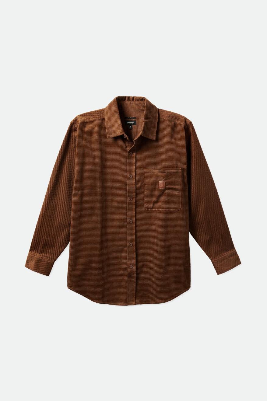 Porter Long Sleeve Waffle Corduroy Shirt - Bison