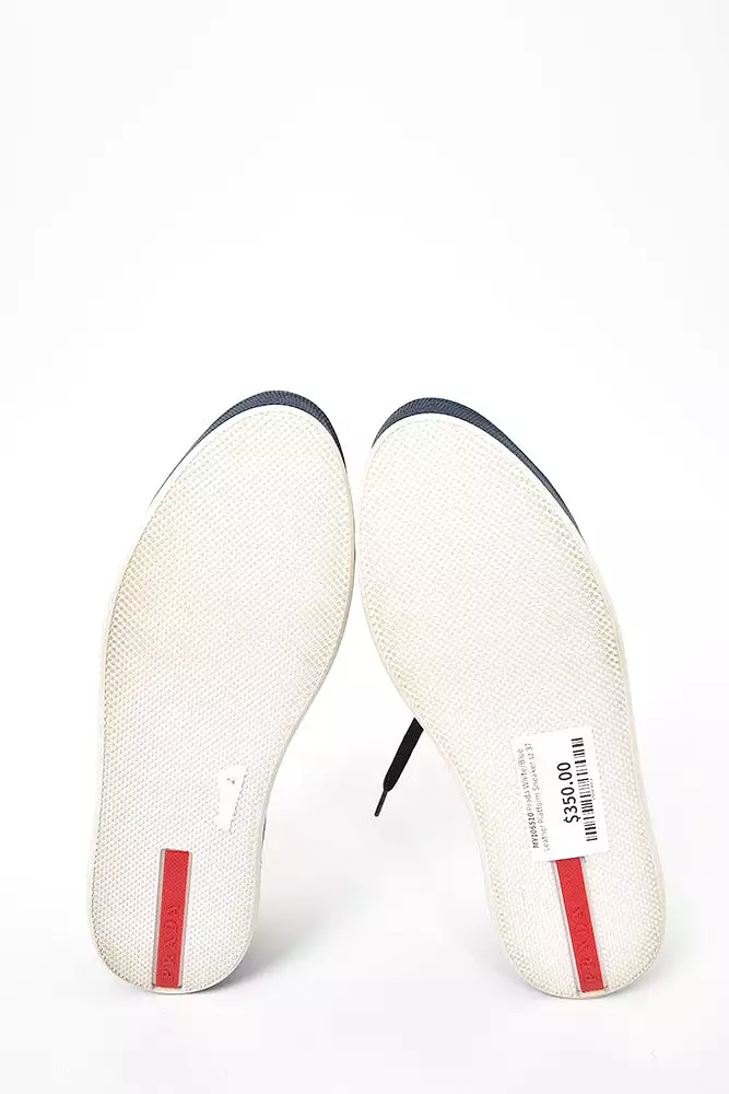 Prada White Blue Leather Platform Sneaker size 37