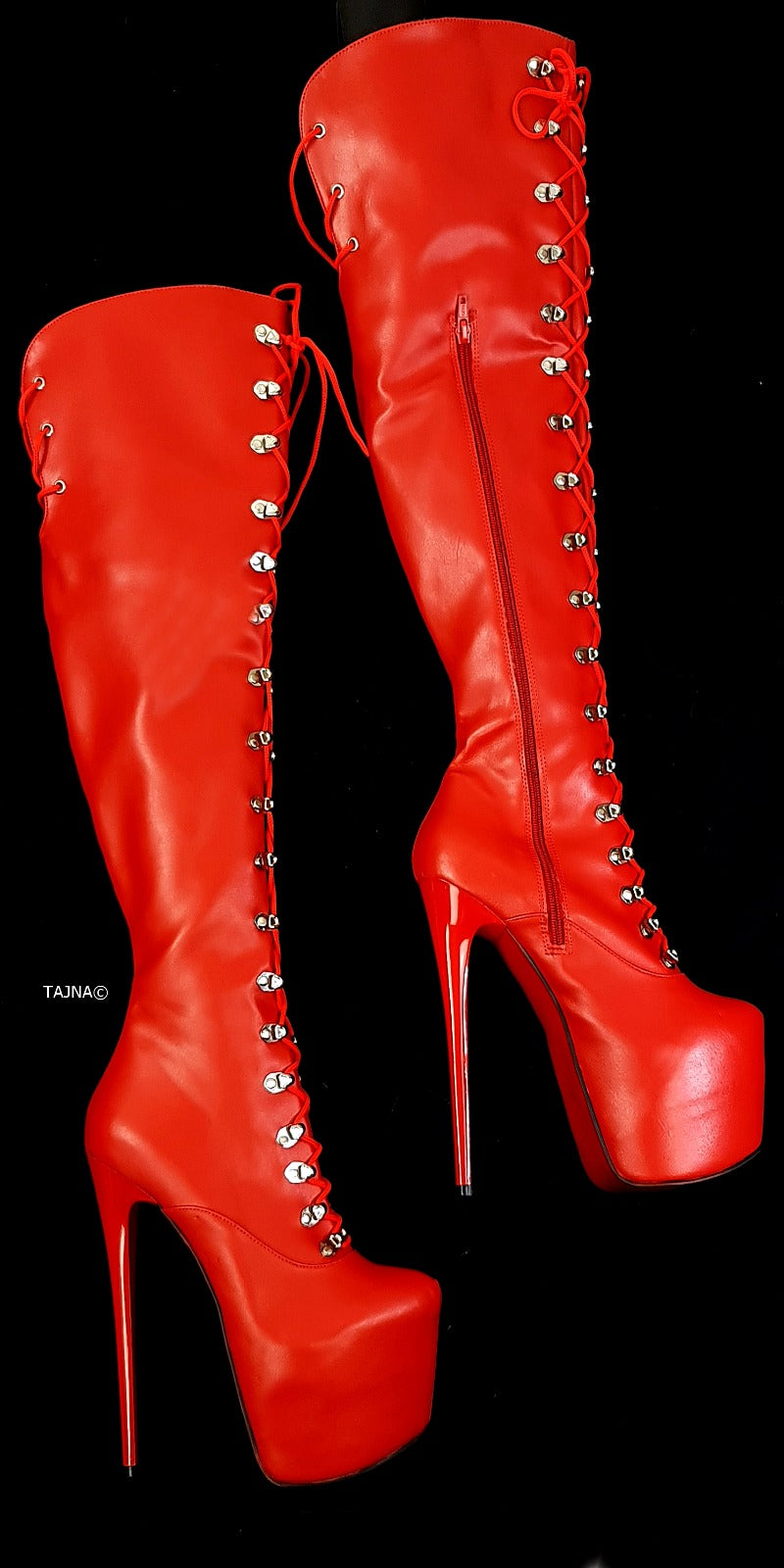 Red Matte Combat Boots