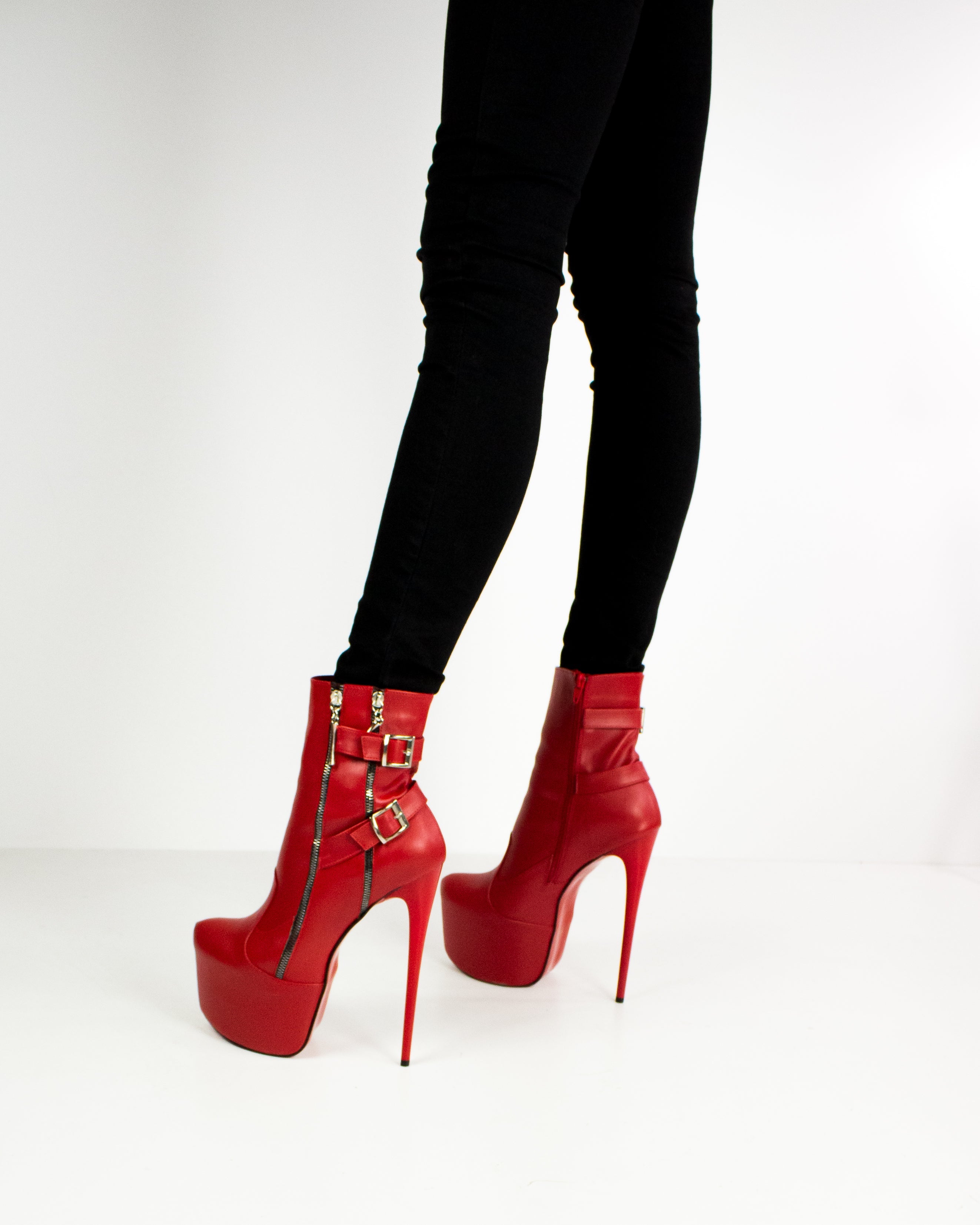 Red Platform Boots for Ankle Belting