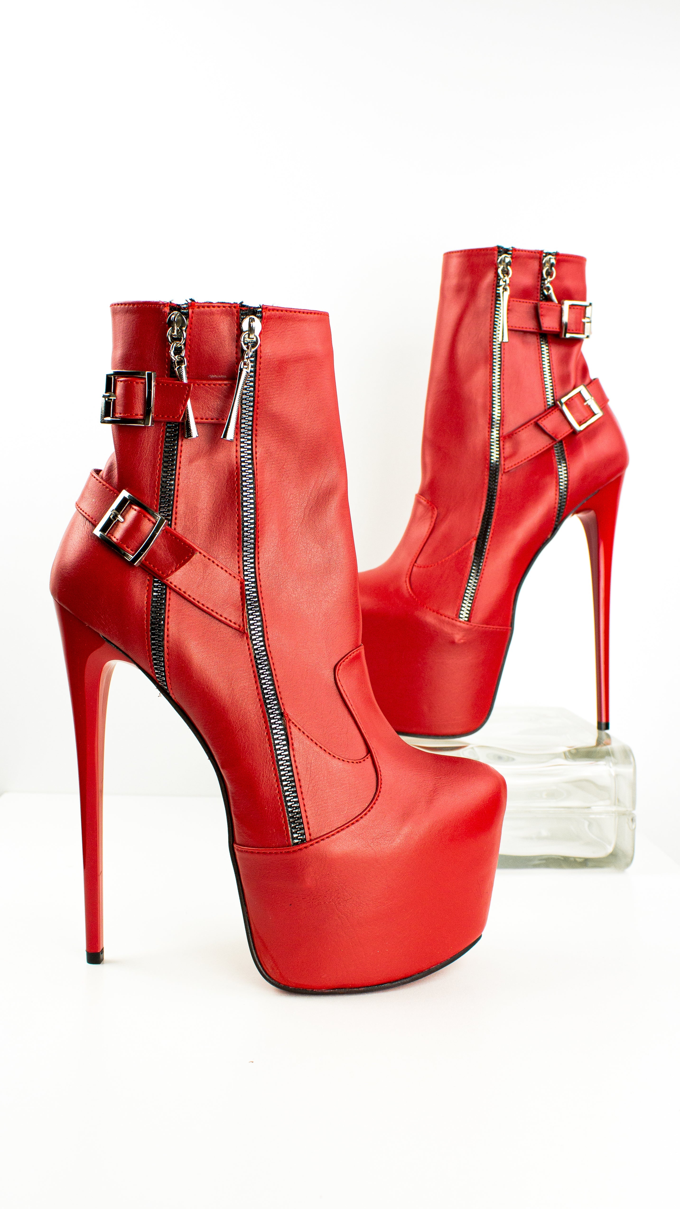 Red Platform Boots for Ankle Belting