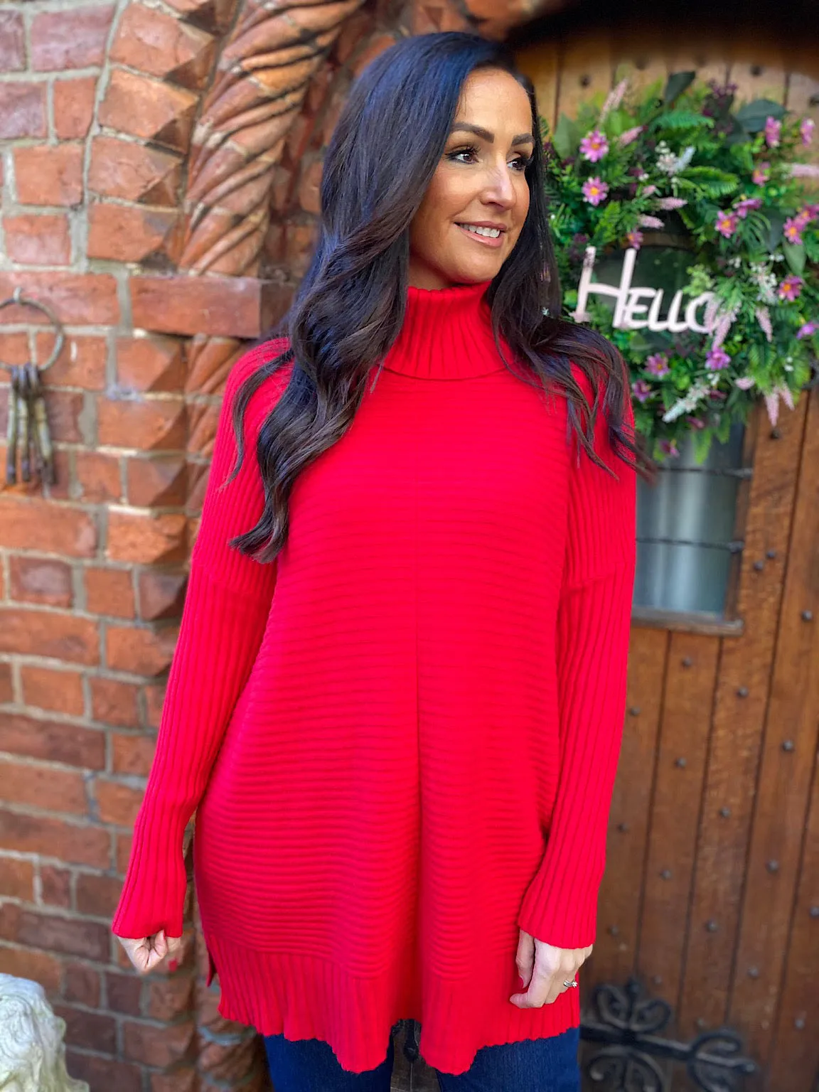 Red Premium Ribbed Knit Velma