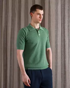 Renard Green Waffle Polo - Shop Now