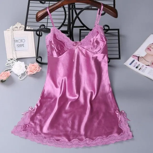 Robe Satin Nightgown Sexy Nightshirt