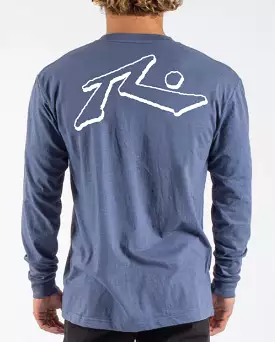 Rusty USA base long sleeve marle navy heather tee