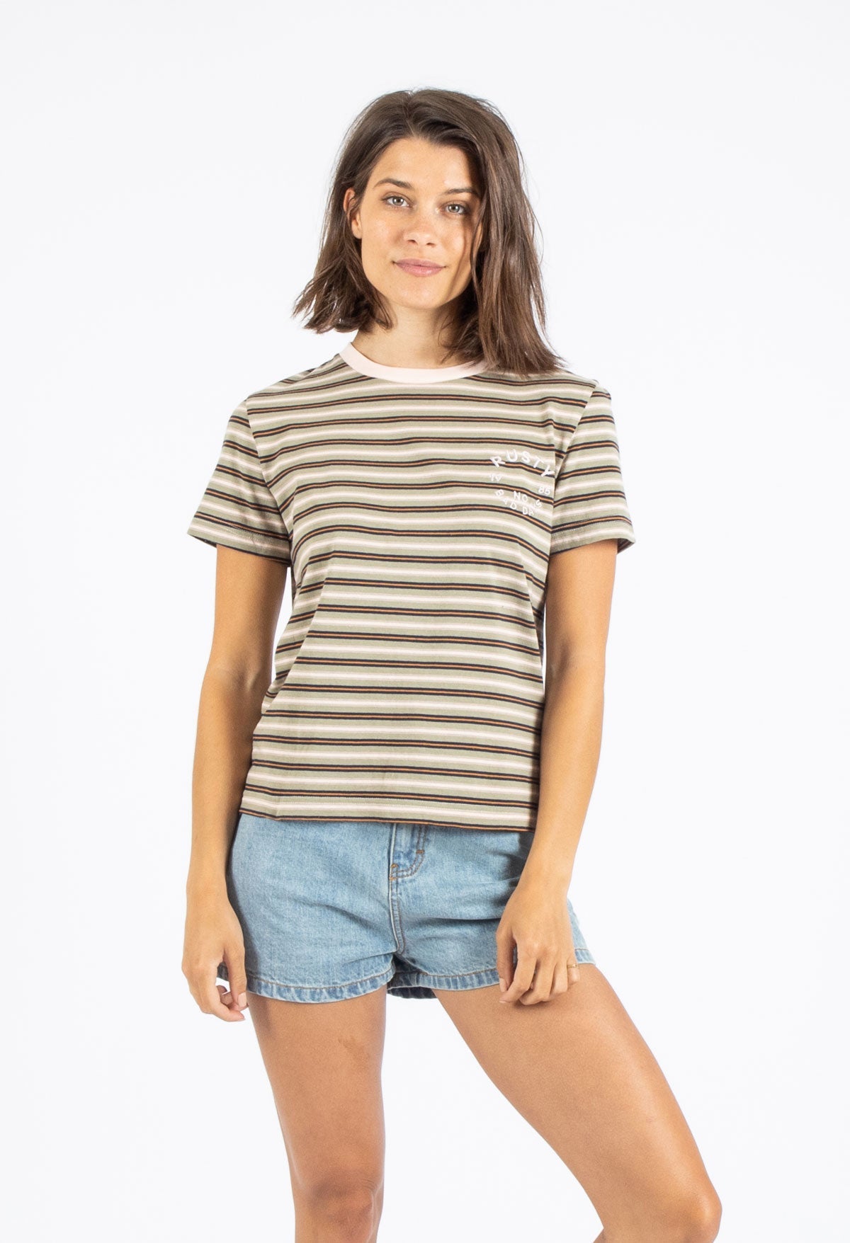 Rusty USA Corsica Khaki Stripe Tee