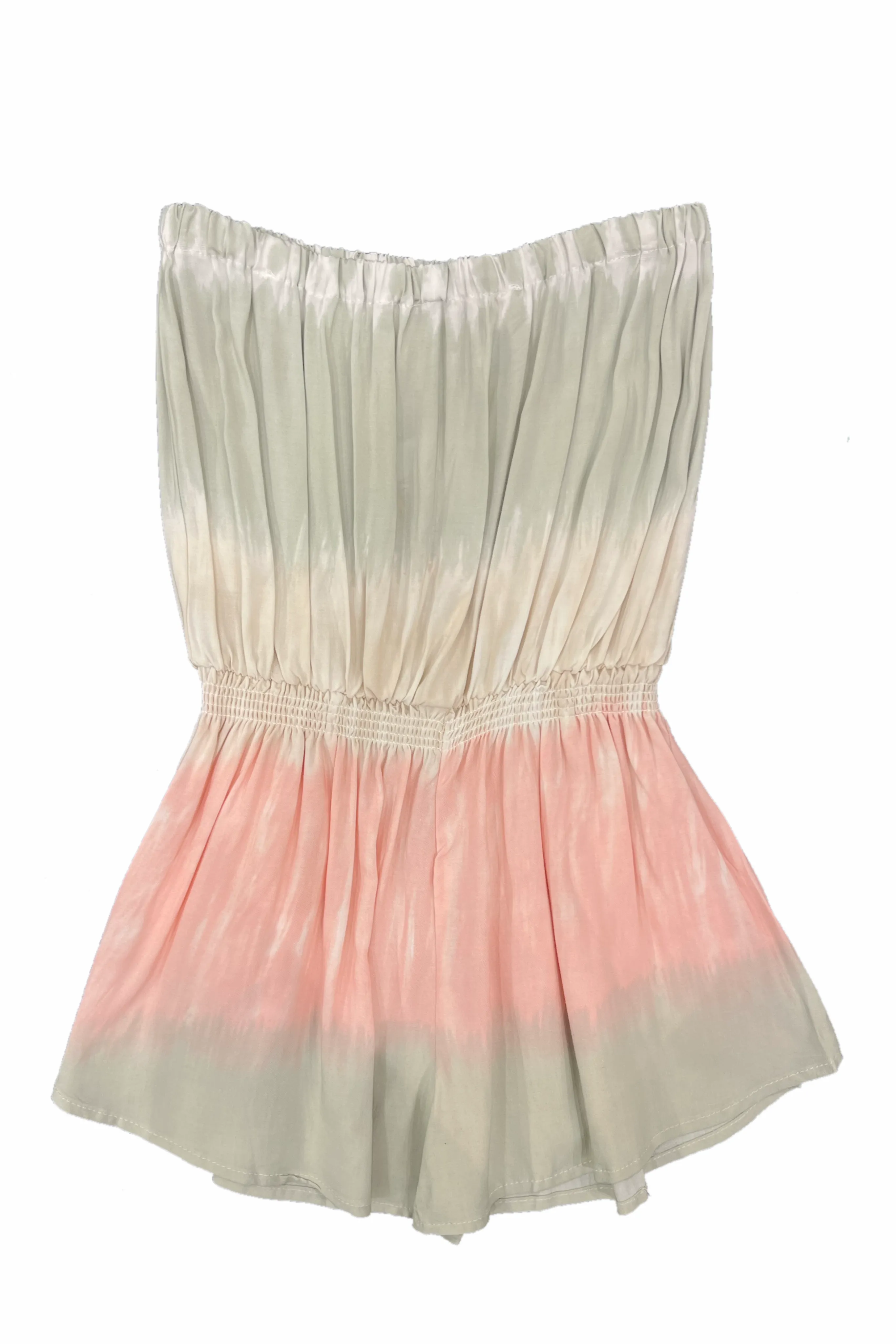 Sage and pink tie dye tube romper