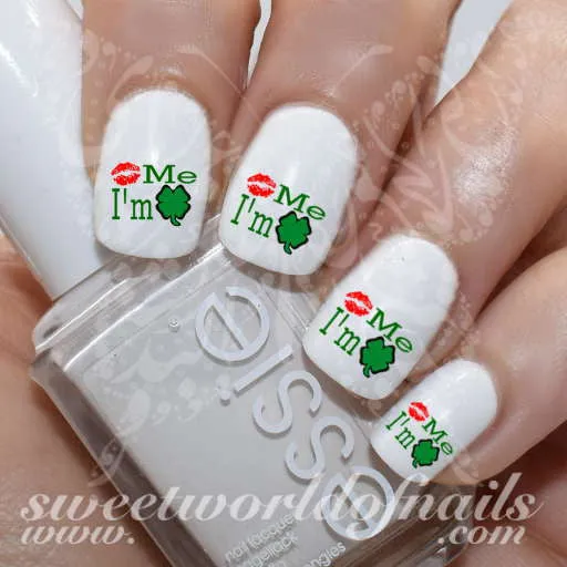 Saint Patrick's day Nail Art Kiss Me I'm Irish Nail Water Decals Water Slides