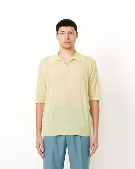 Silk Knit Polo, Lime Yellow