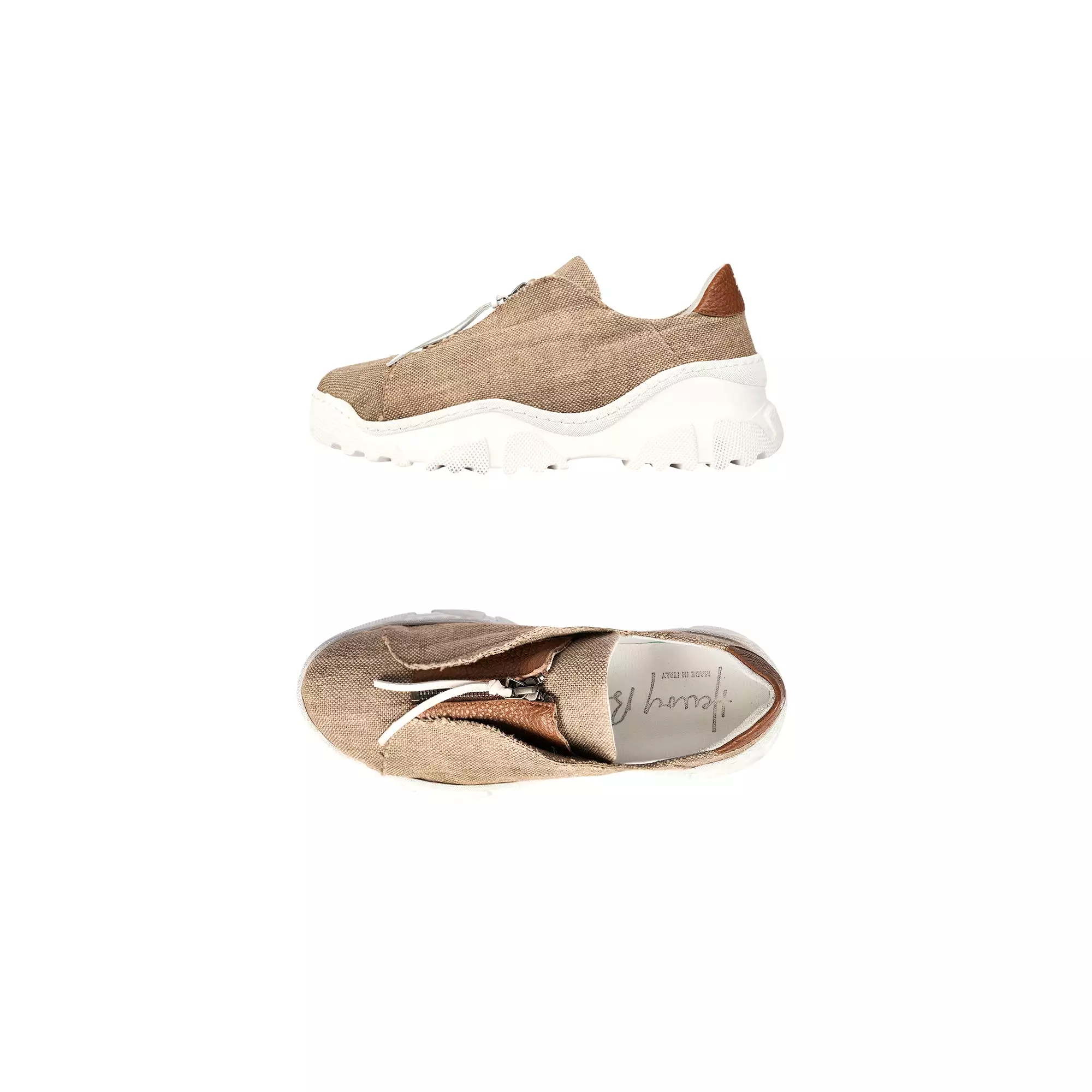 Sneaker, Beige Zip Solero