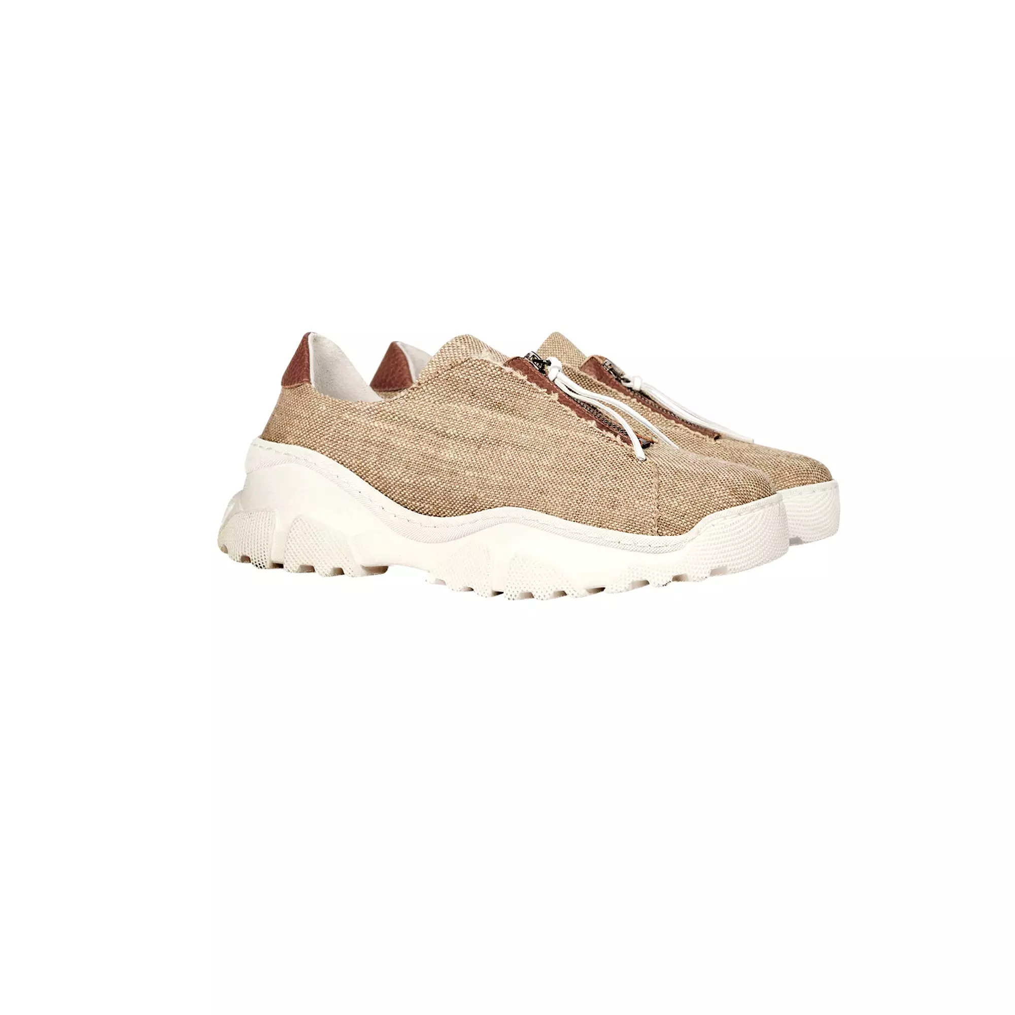 Sneaker, Beige Zip Solero