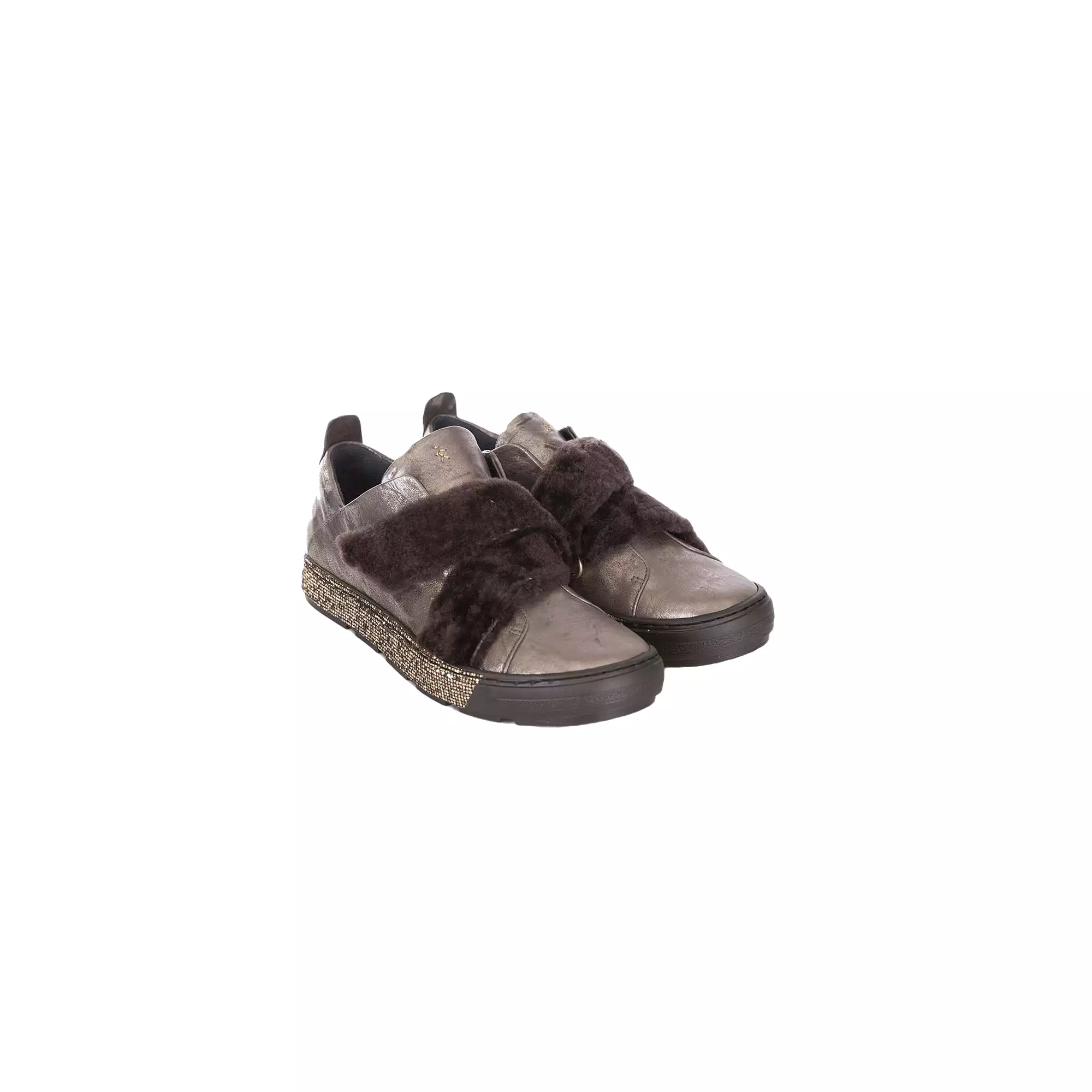 Sneaker Wash Metal Grey Brown Fur