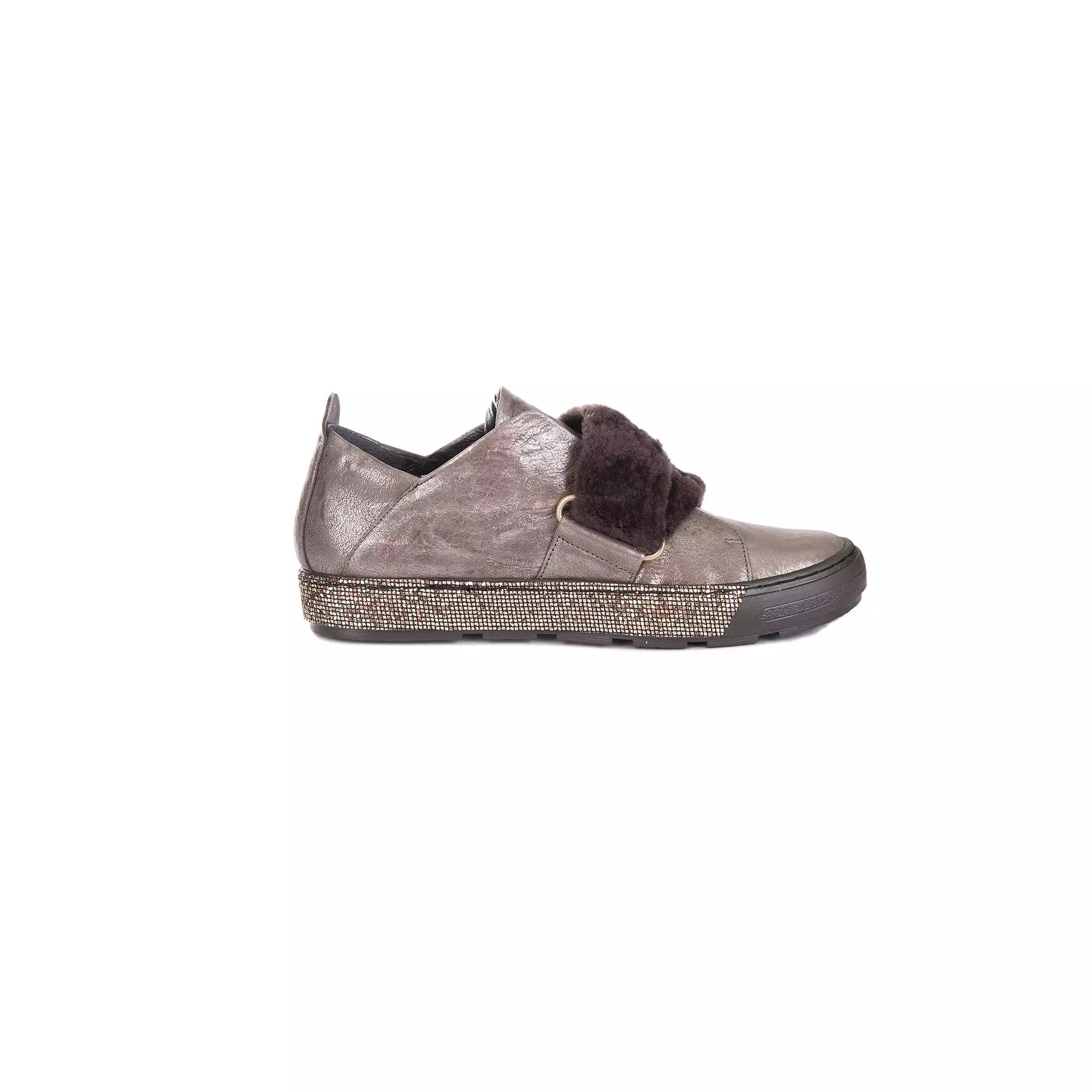 Sneaker Wash Metal Grey Brown Fur