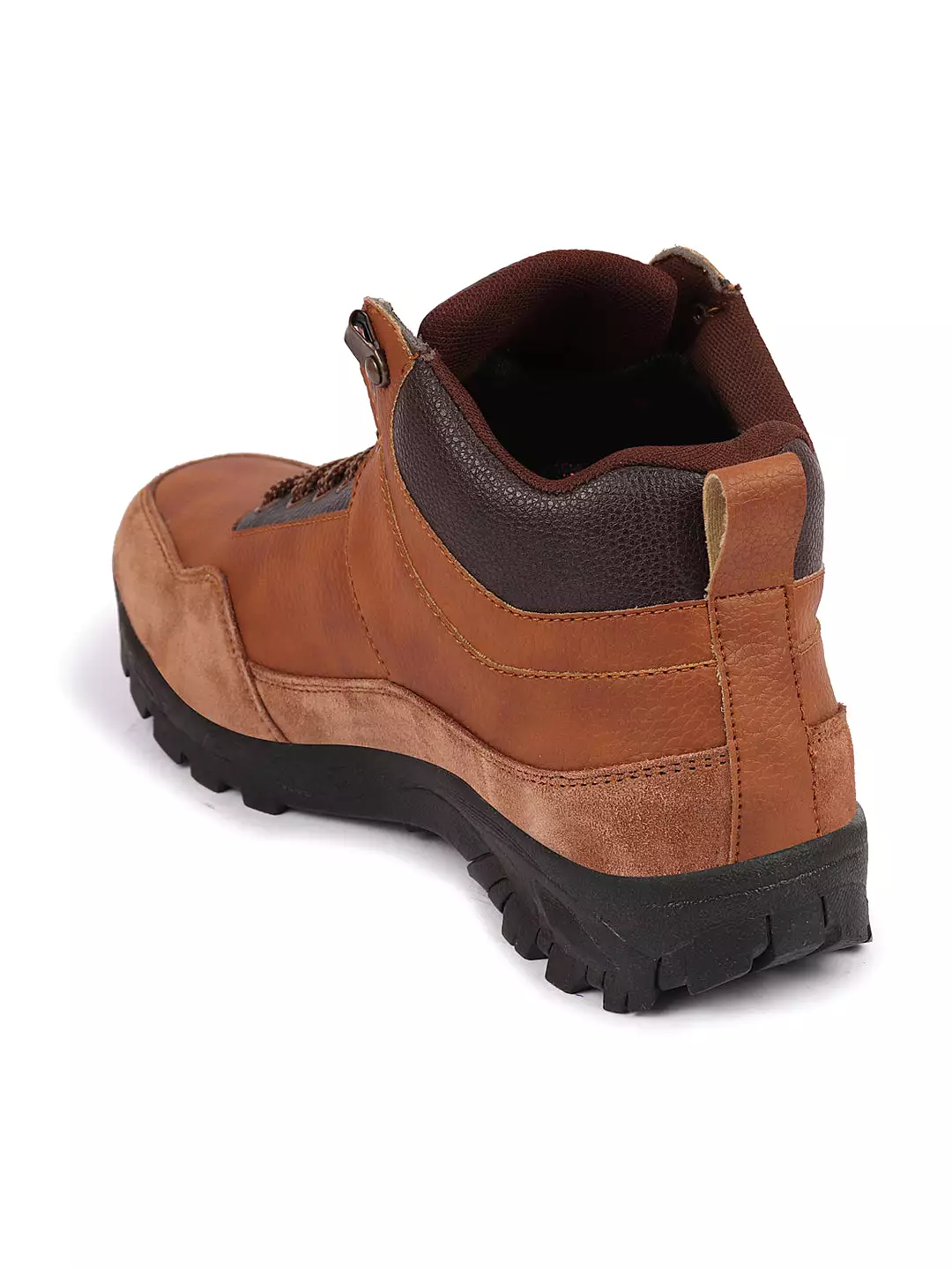 Tan Suede Leather Ankle Boots for Trekking and Hiking with Lace-up Closure