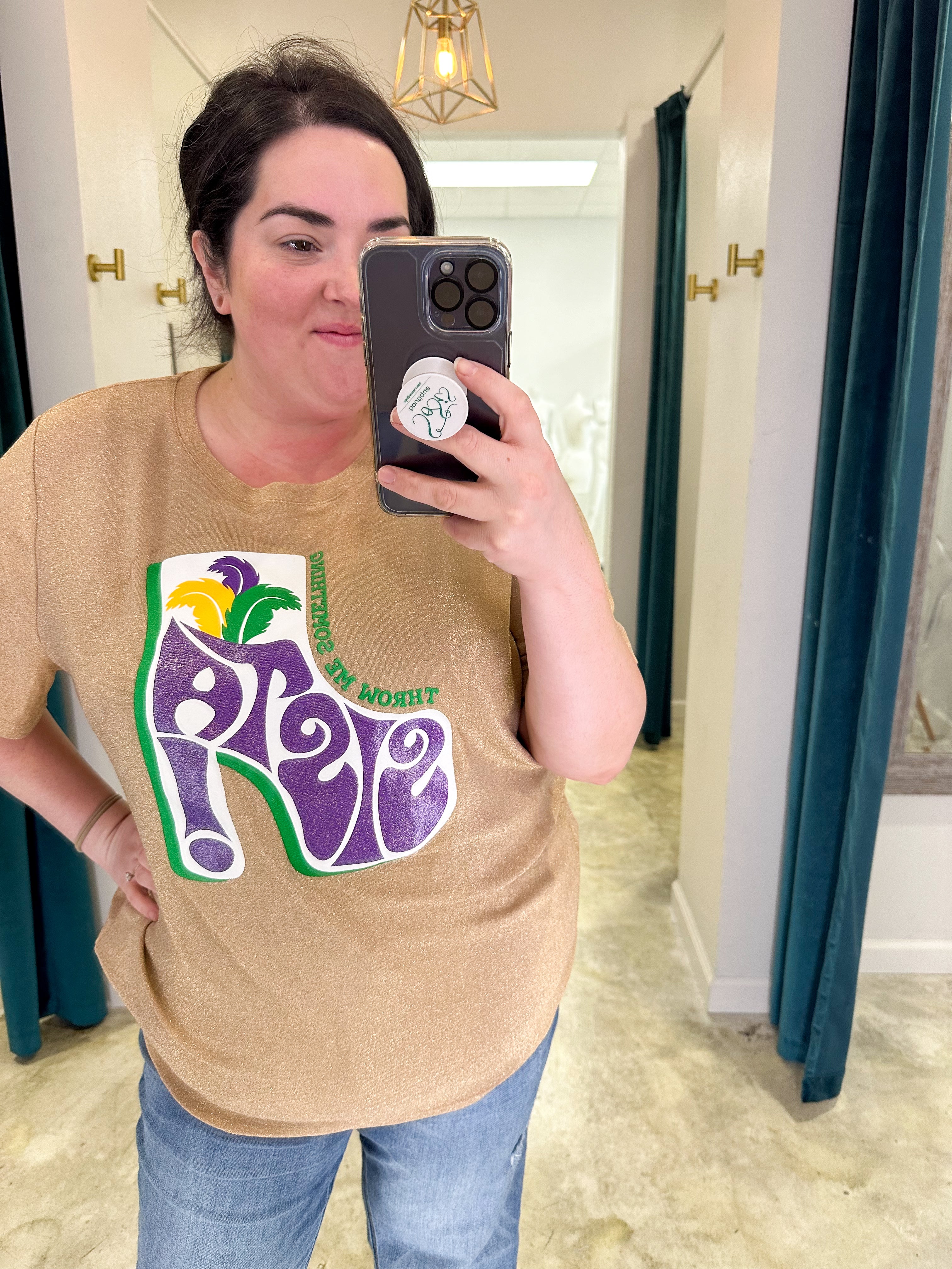 Throw Me Something Sista Plus Size Mardi Gras Signature T-Shirt