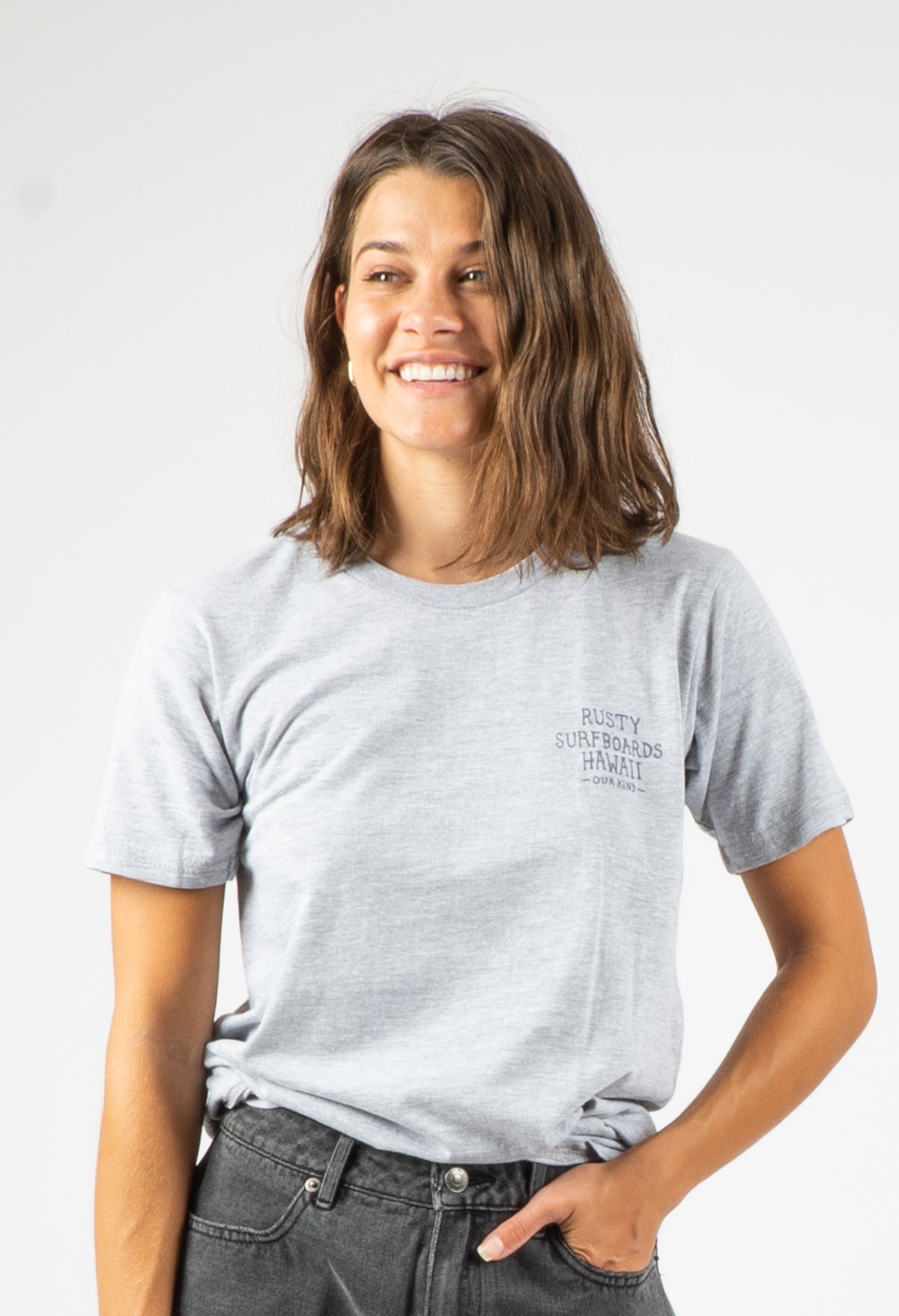 USA Hana Short Sleeve Tee - Heather Grey