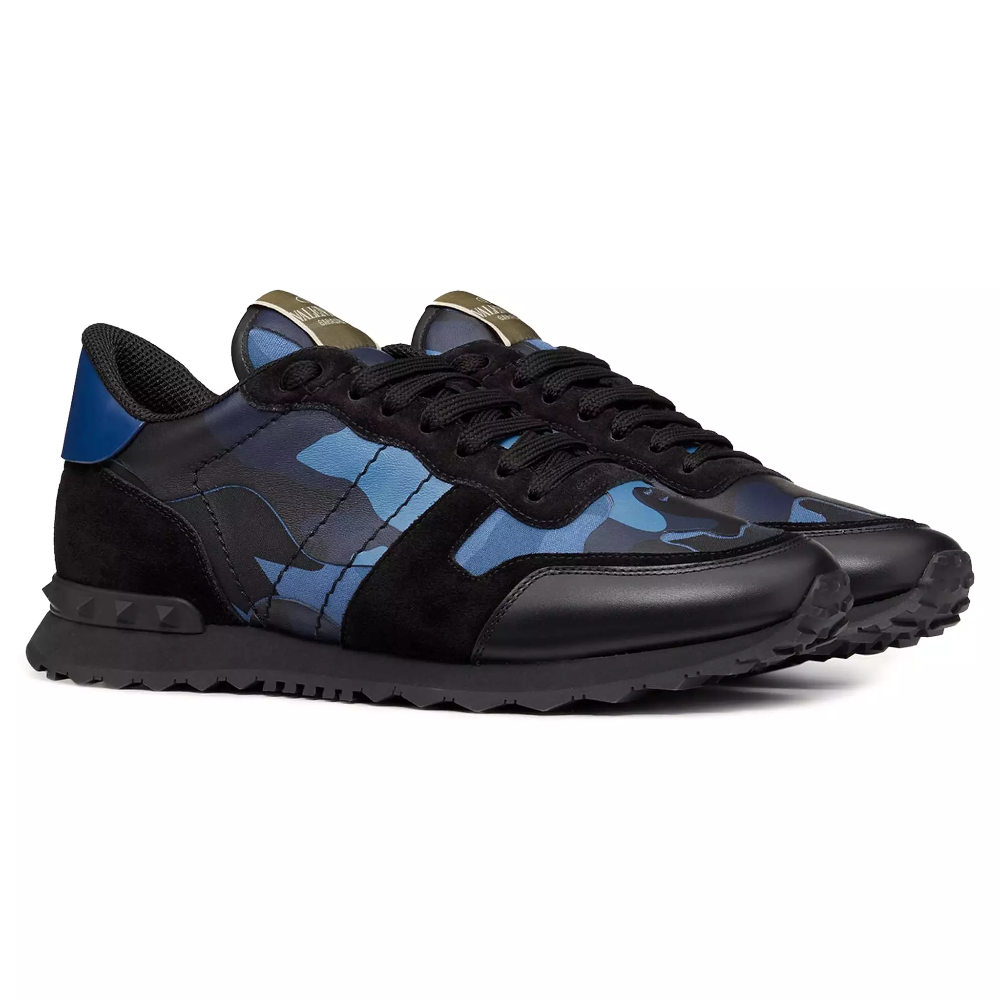 Valentino Bluette Black Camo Rockrunner Sneaker